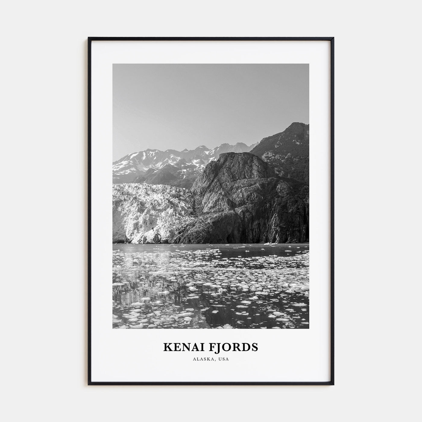 Kenai Fjords National Park Portrait B&W Poster