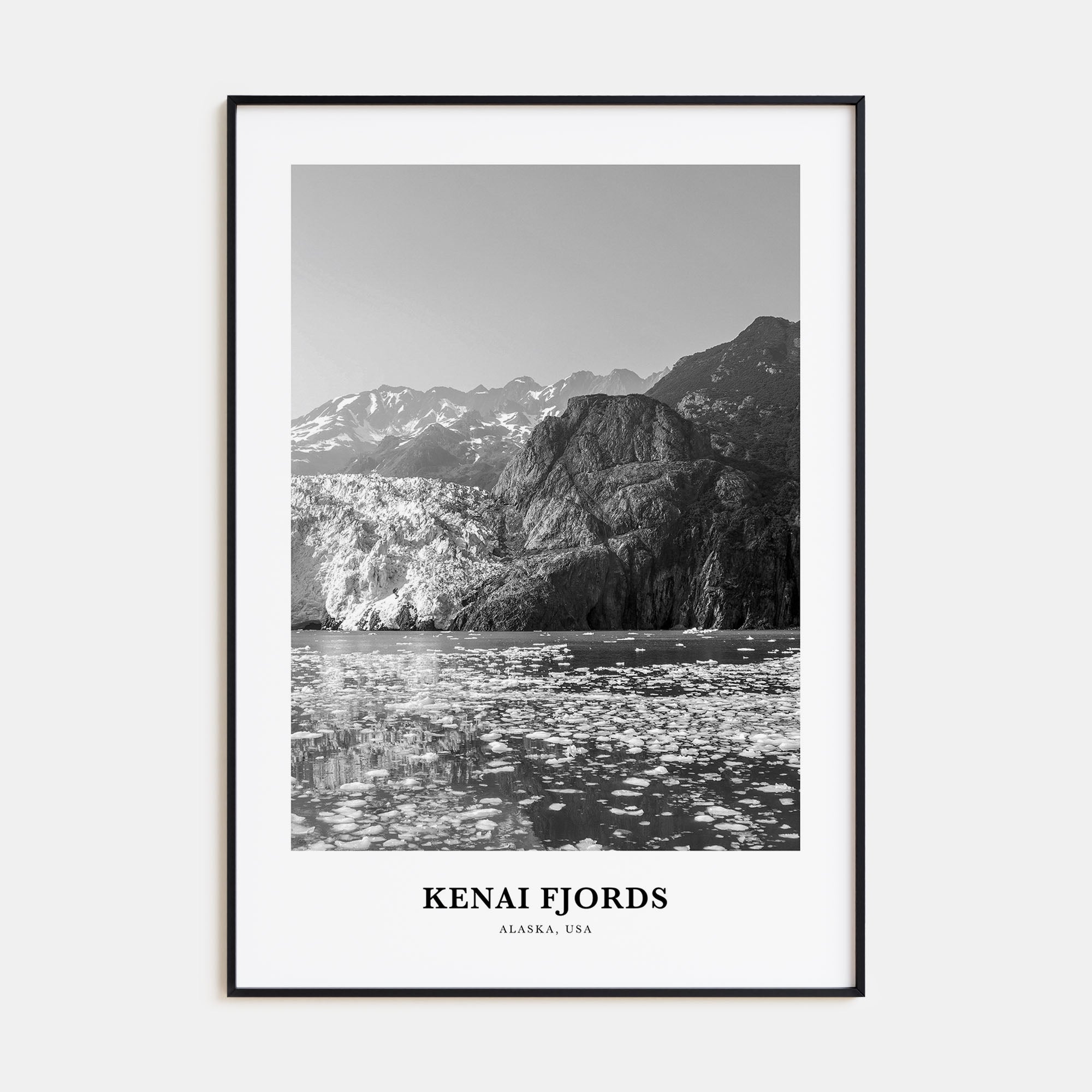 Kenai Fjords National Park Portrait B&W Poster