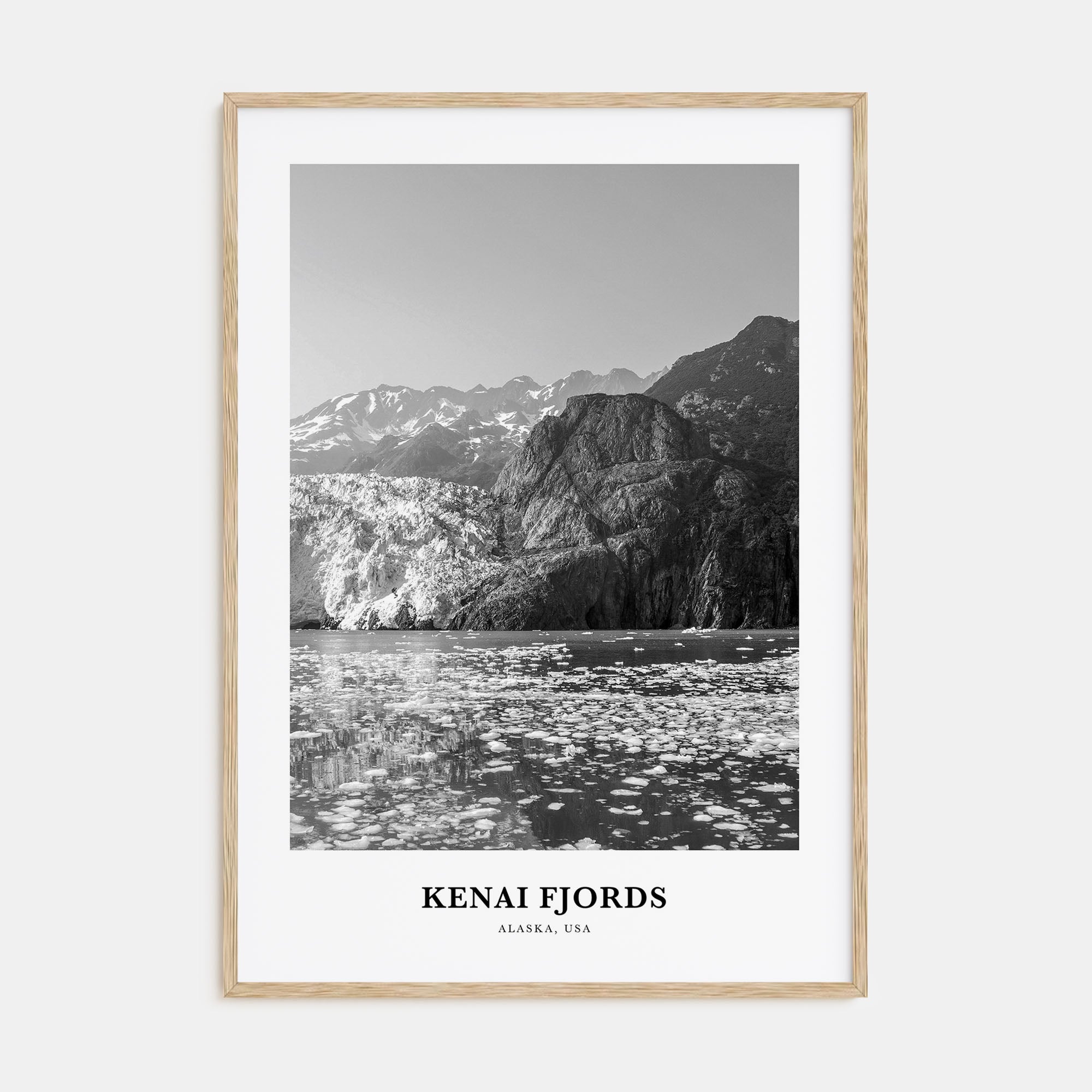 Kenai Fjords National Park Portrait B&W Poster