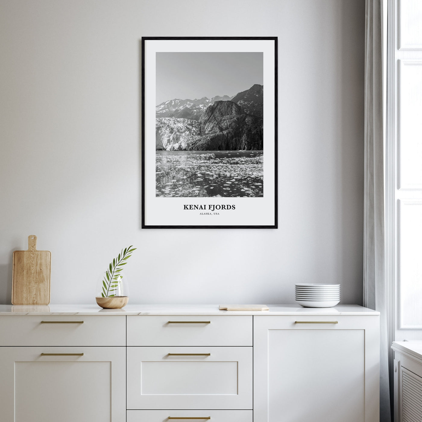 Kenai Fjords National Park Portrait B&W Poster