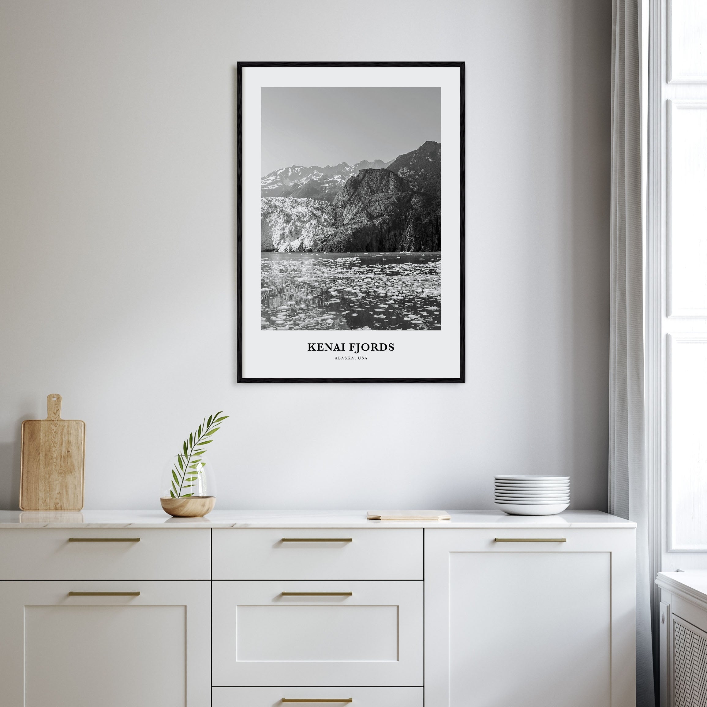 Kenai Fjords National Park Portrait B&W Poster