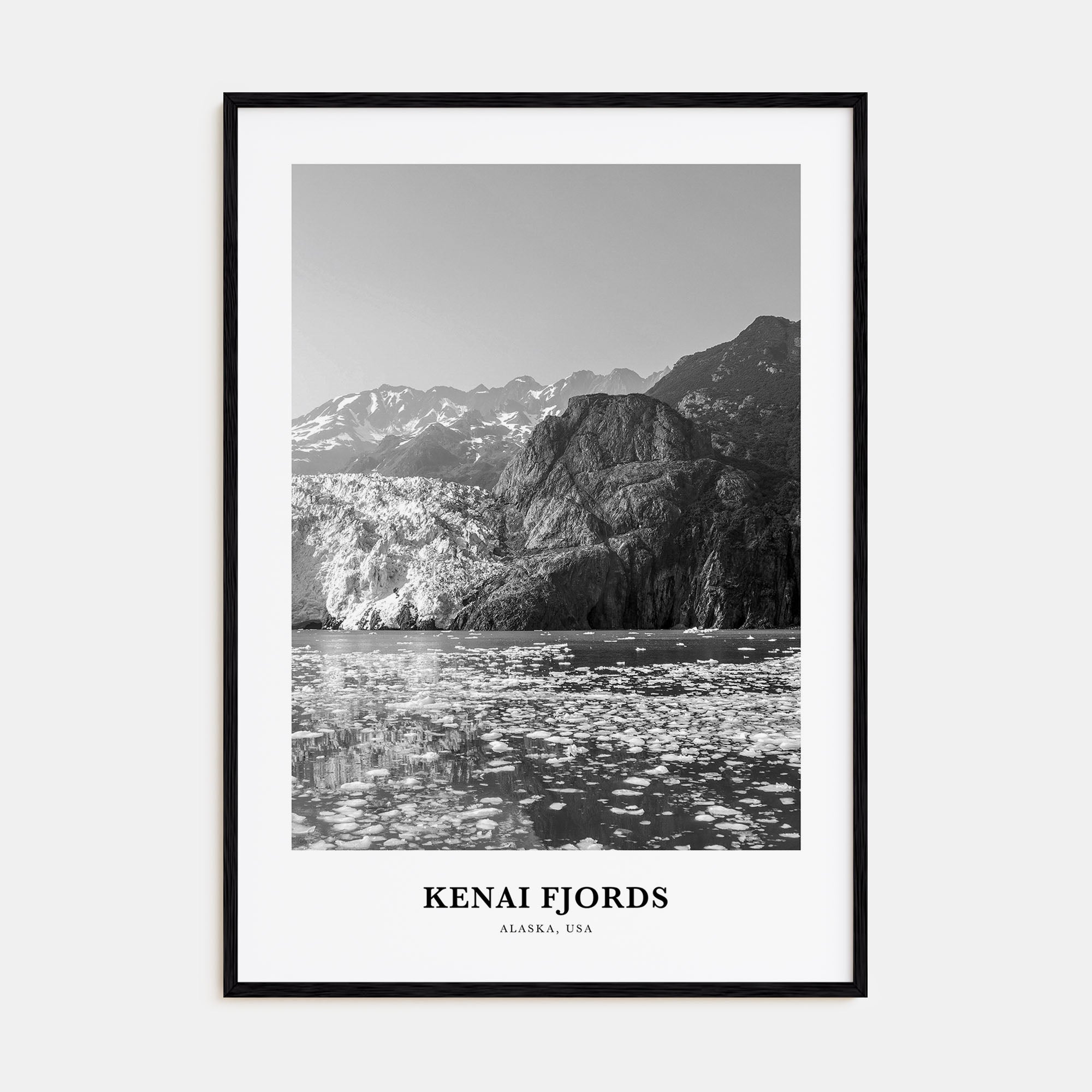 Kenai Fjords National Park Portrait B&W Poster