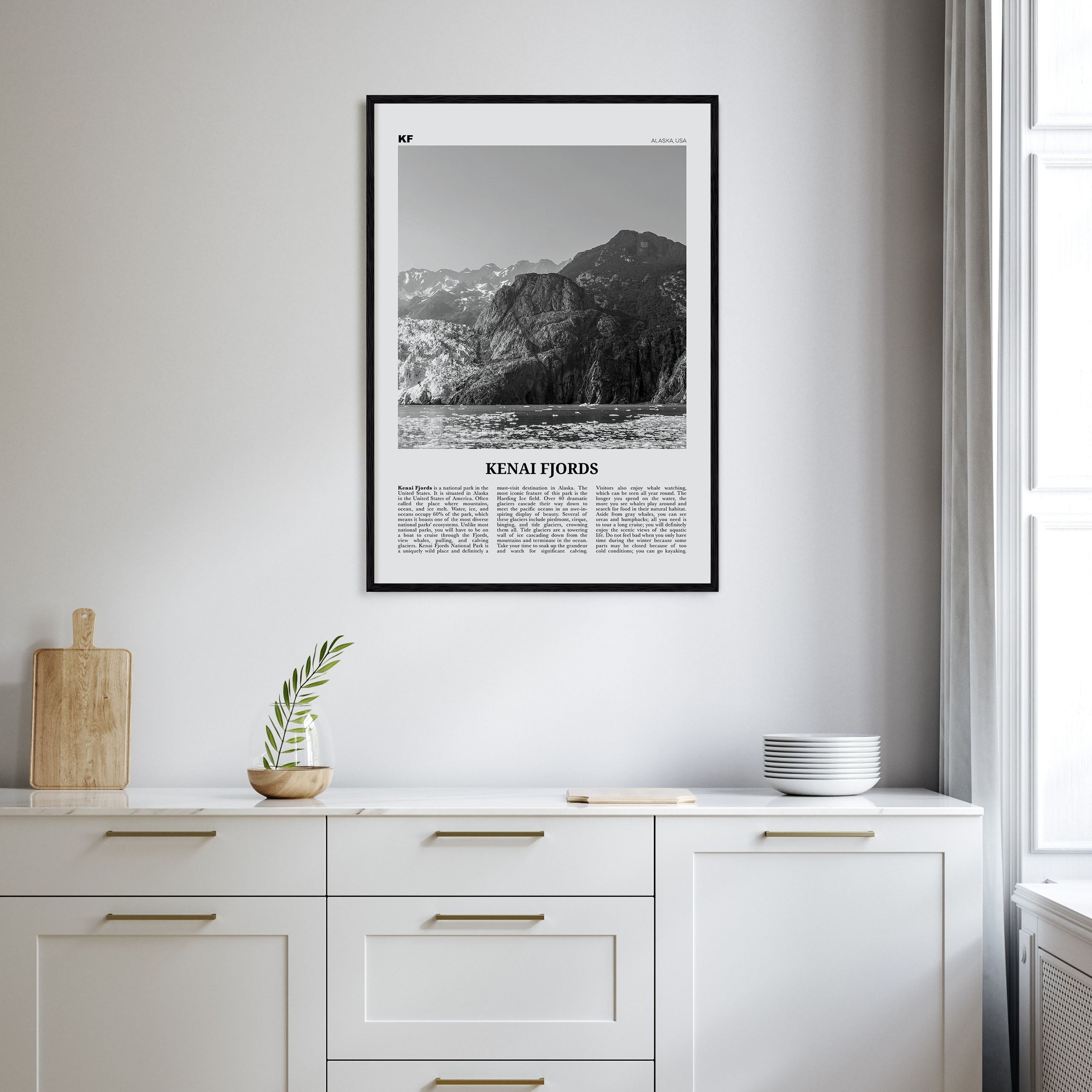 Kenai Fjords National Park Travel B&W Poster