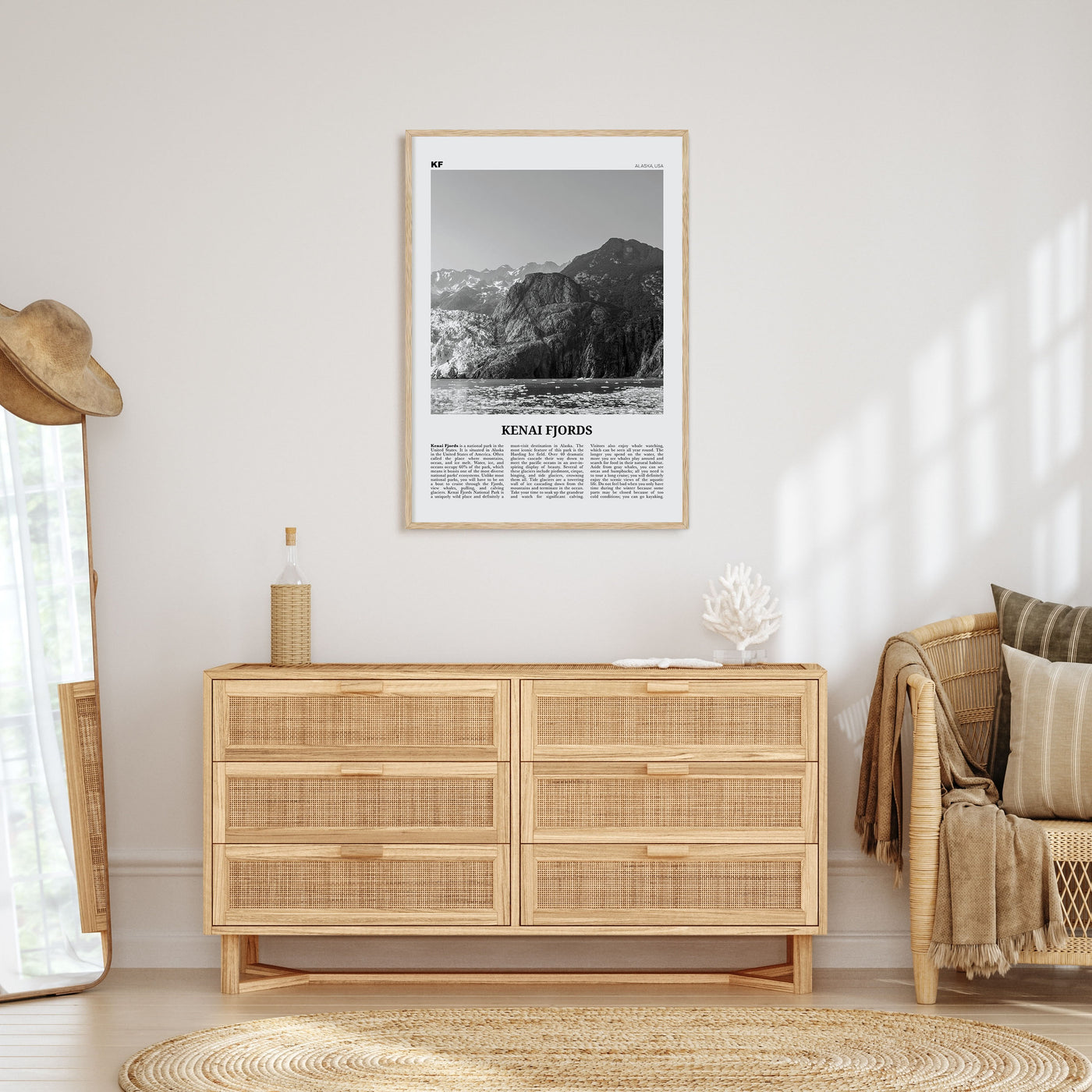 Kenai Fjords National Park Travel B&W Poster