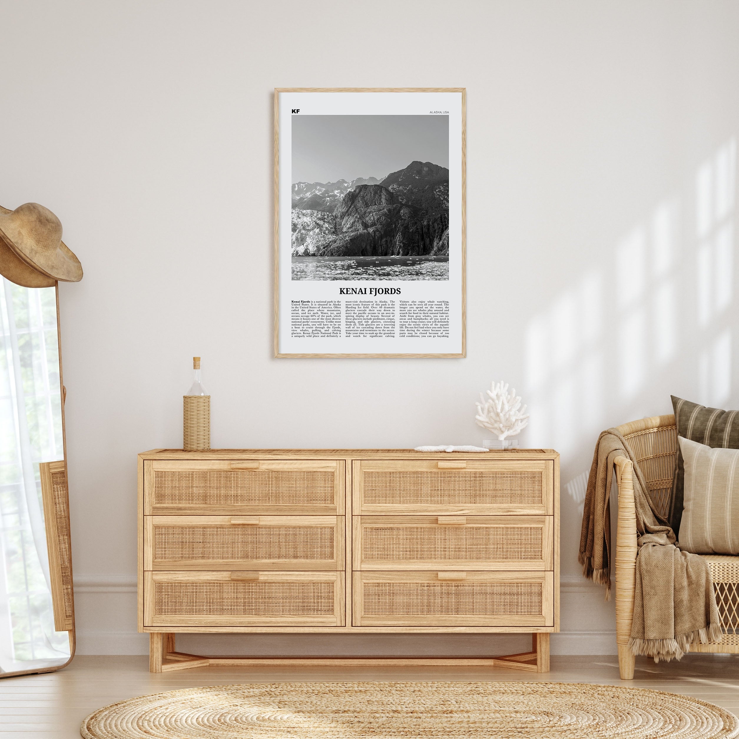 Kenai Fjords National Park Travel B&W Poster