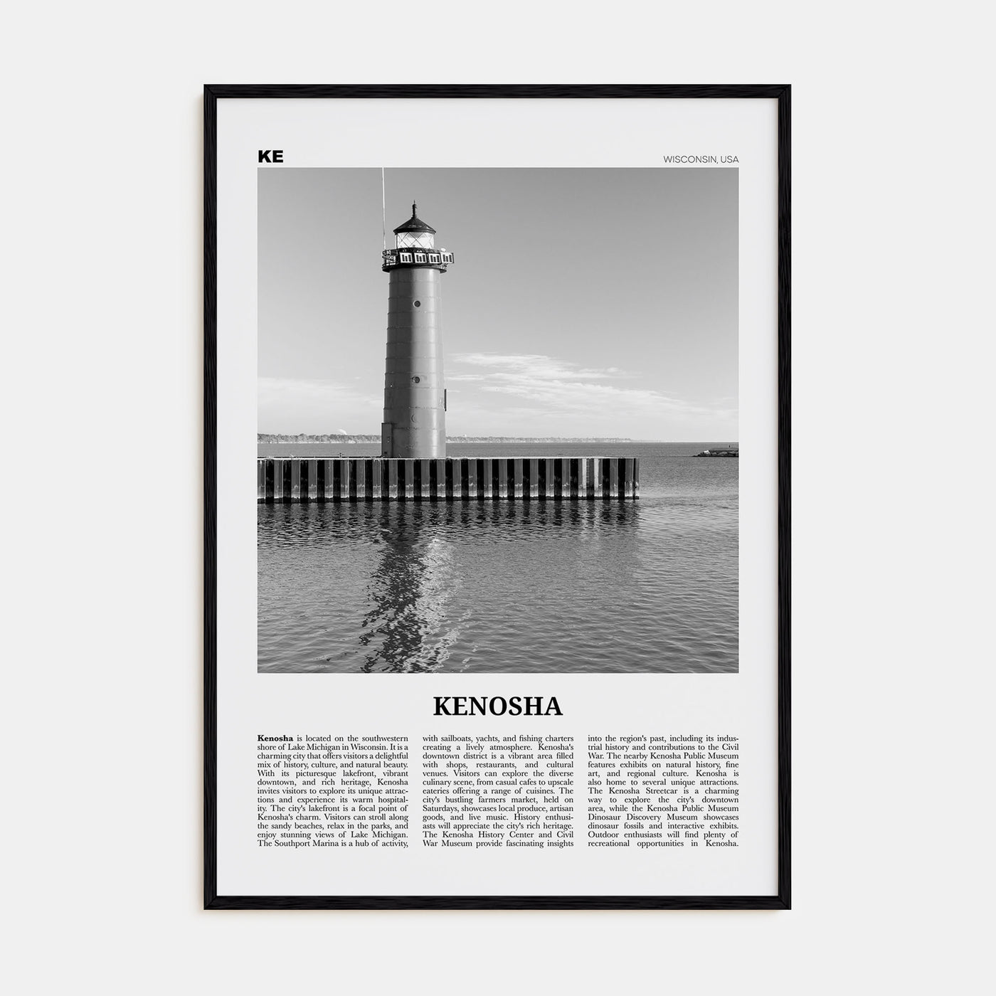 Kenosha Travel B&W Poster