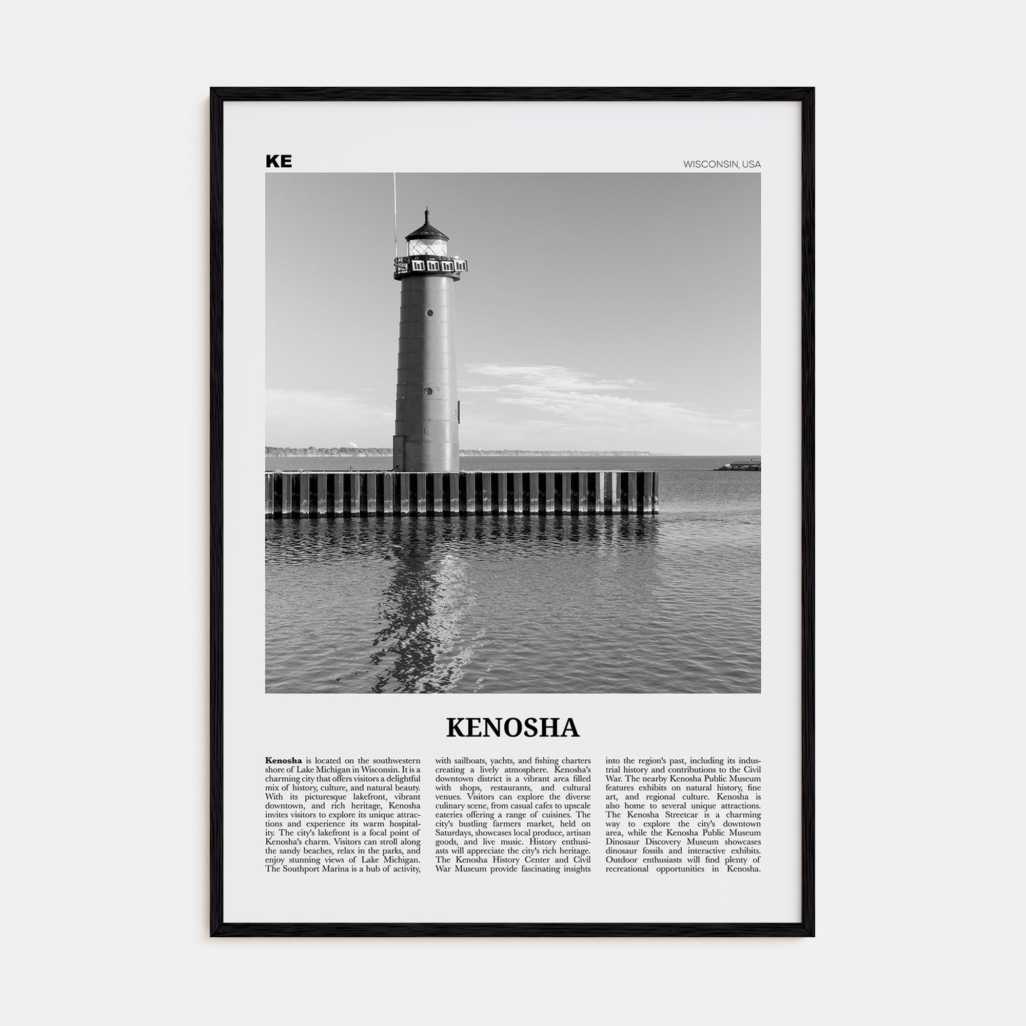 Kenosha Travel B&W Poster