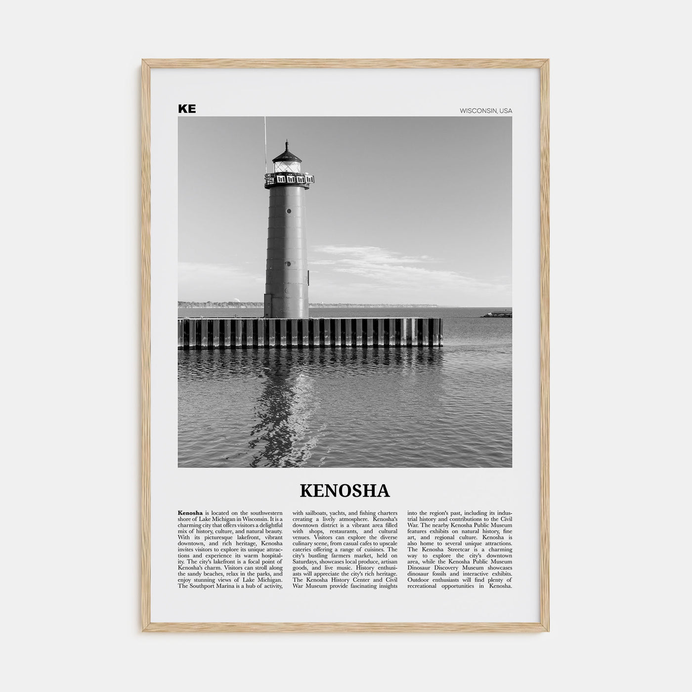 Kenosha Travel B&W Poster