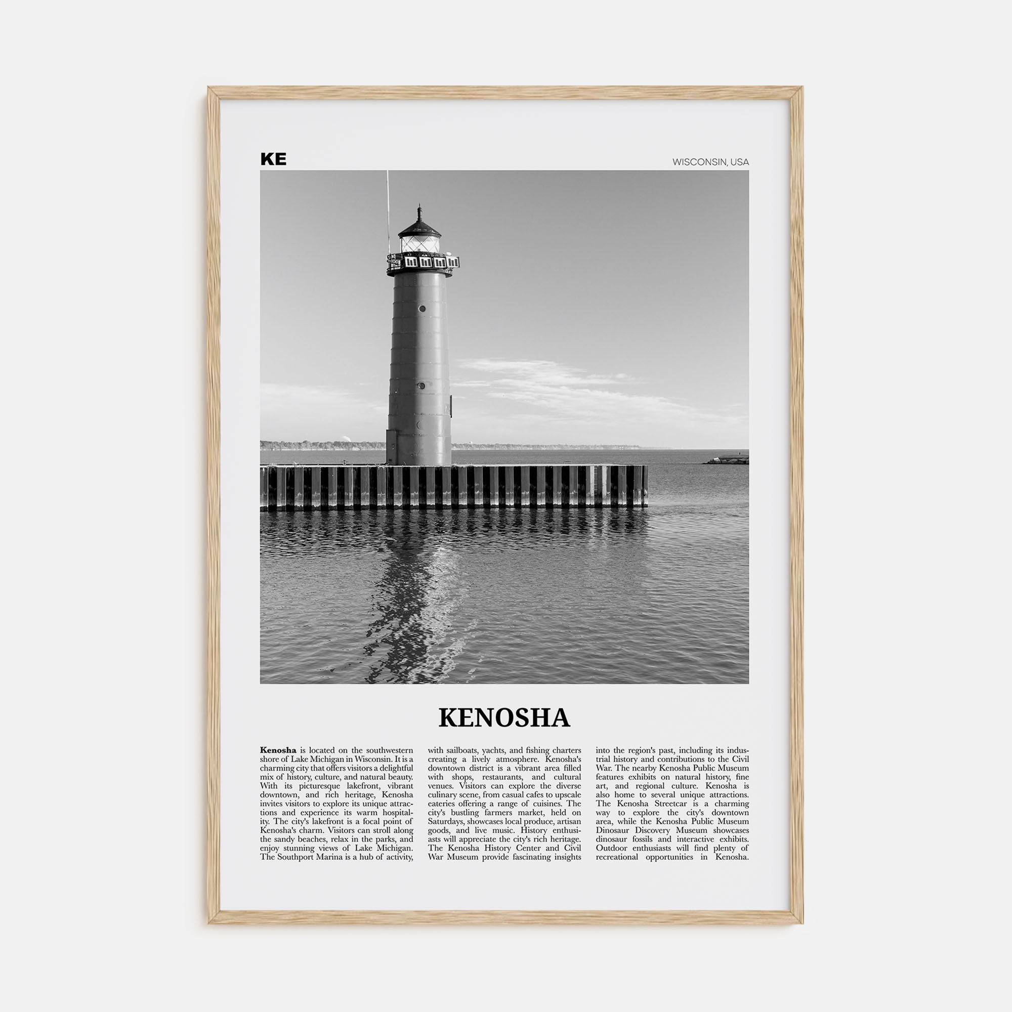 Kenosha Travel B&W Poster