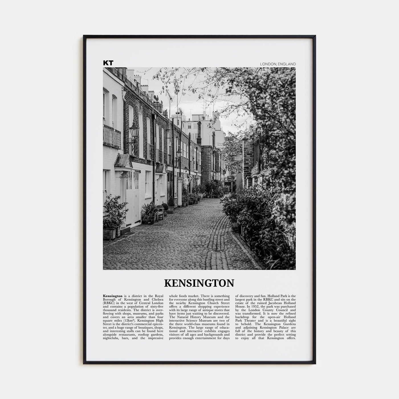Kensington Travel B&W Poster