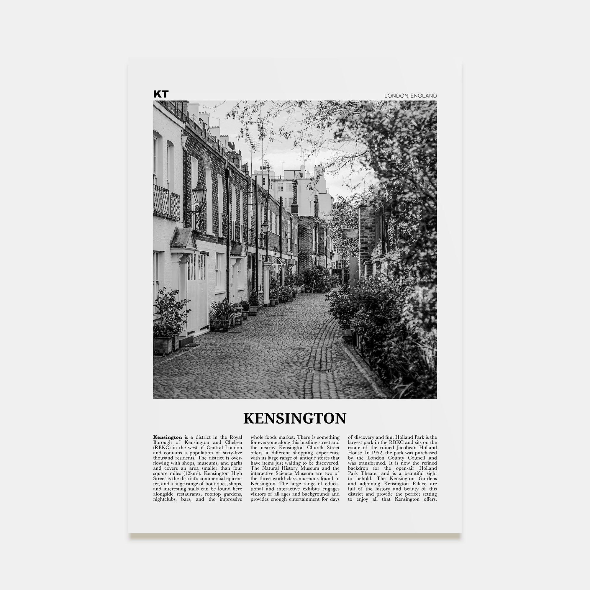 Kensington Travel B&W Poster