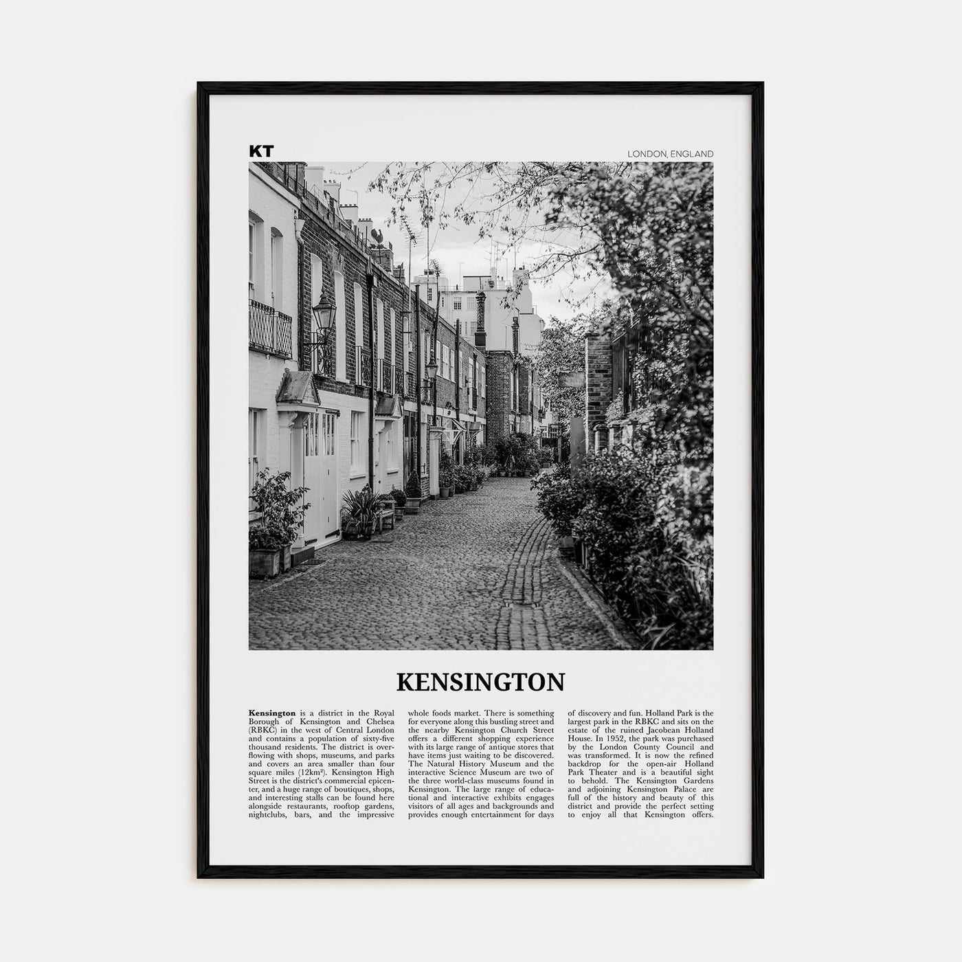 Kensington Travel B&W Poster