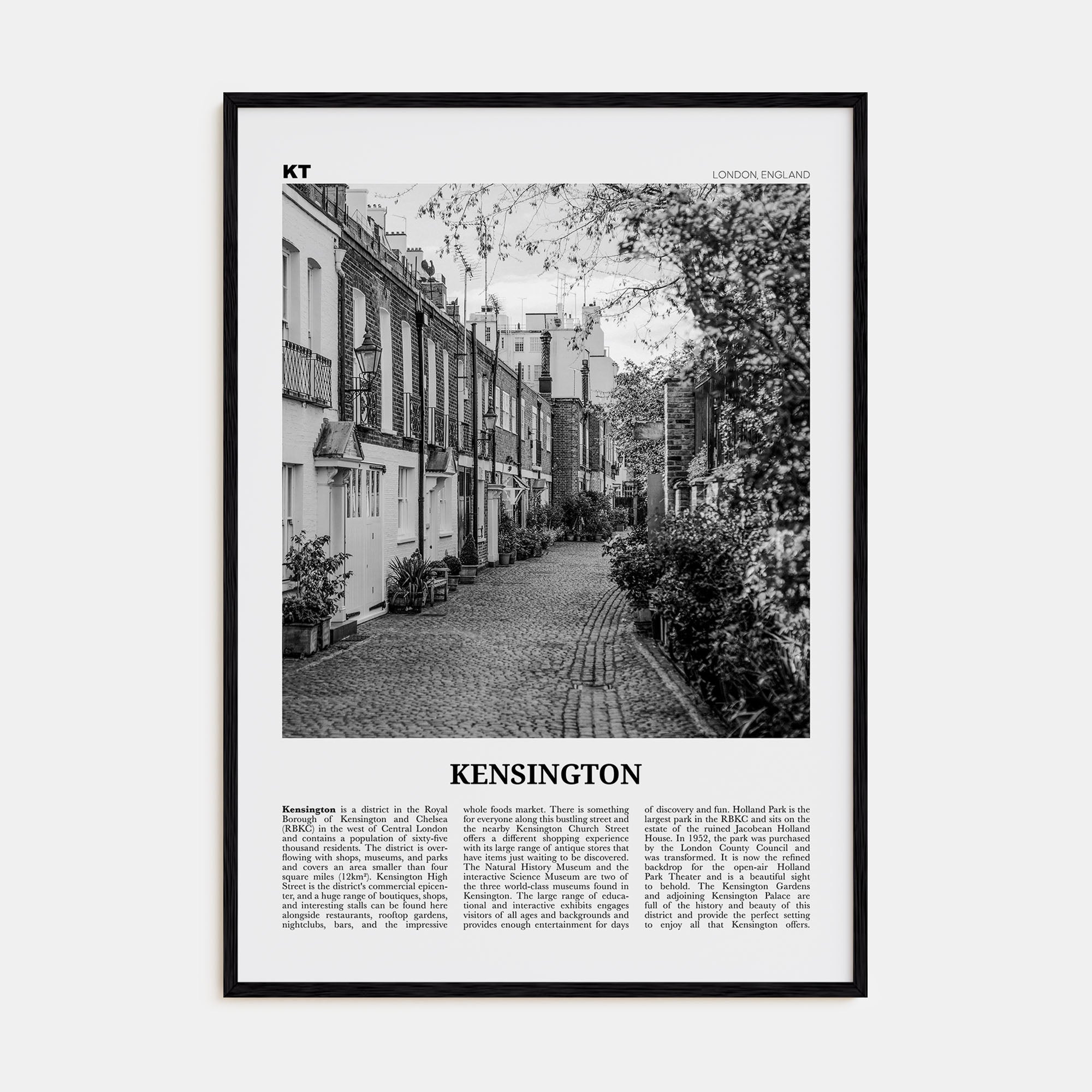 Kensington Travel B&W Poster