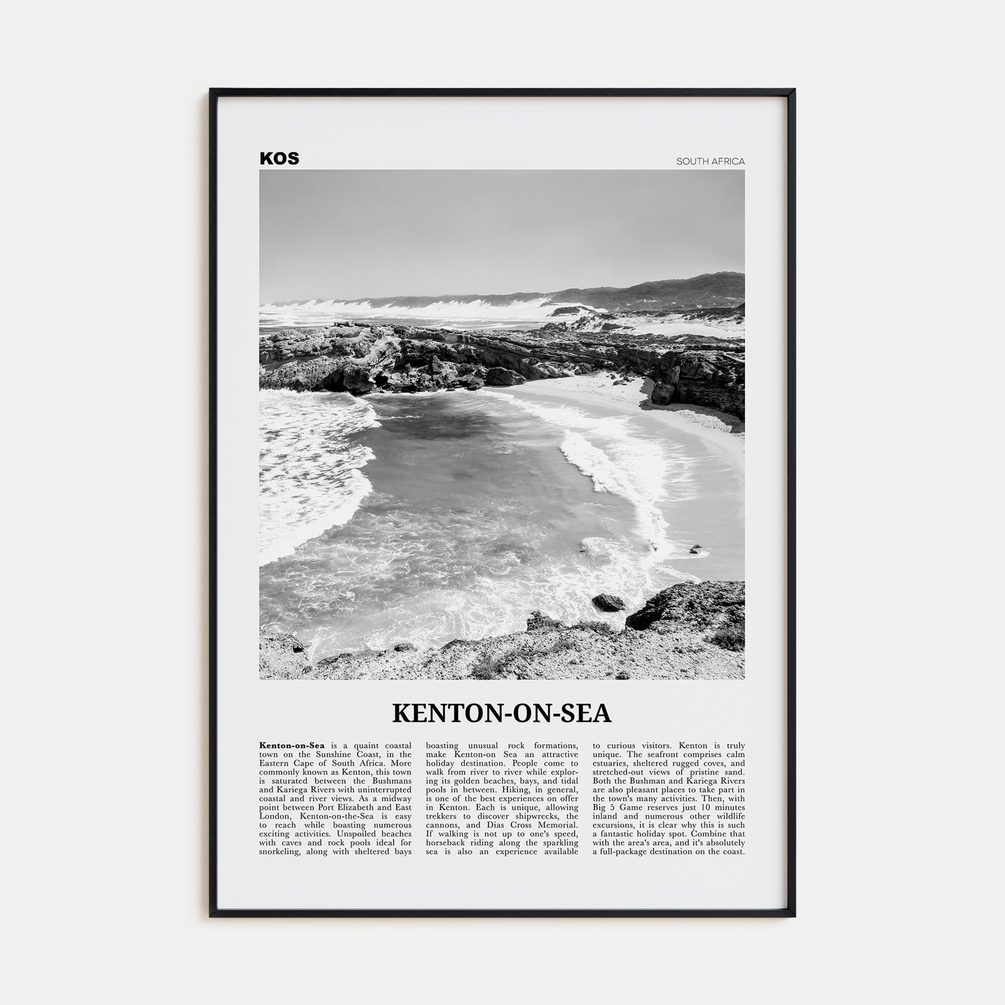 Kenton-on-Sea Travel B&W Poster