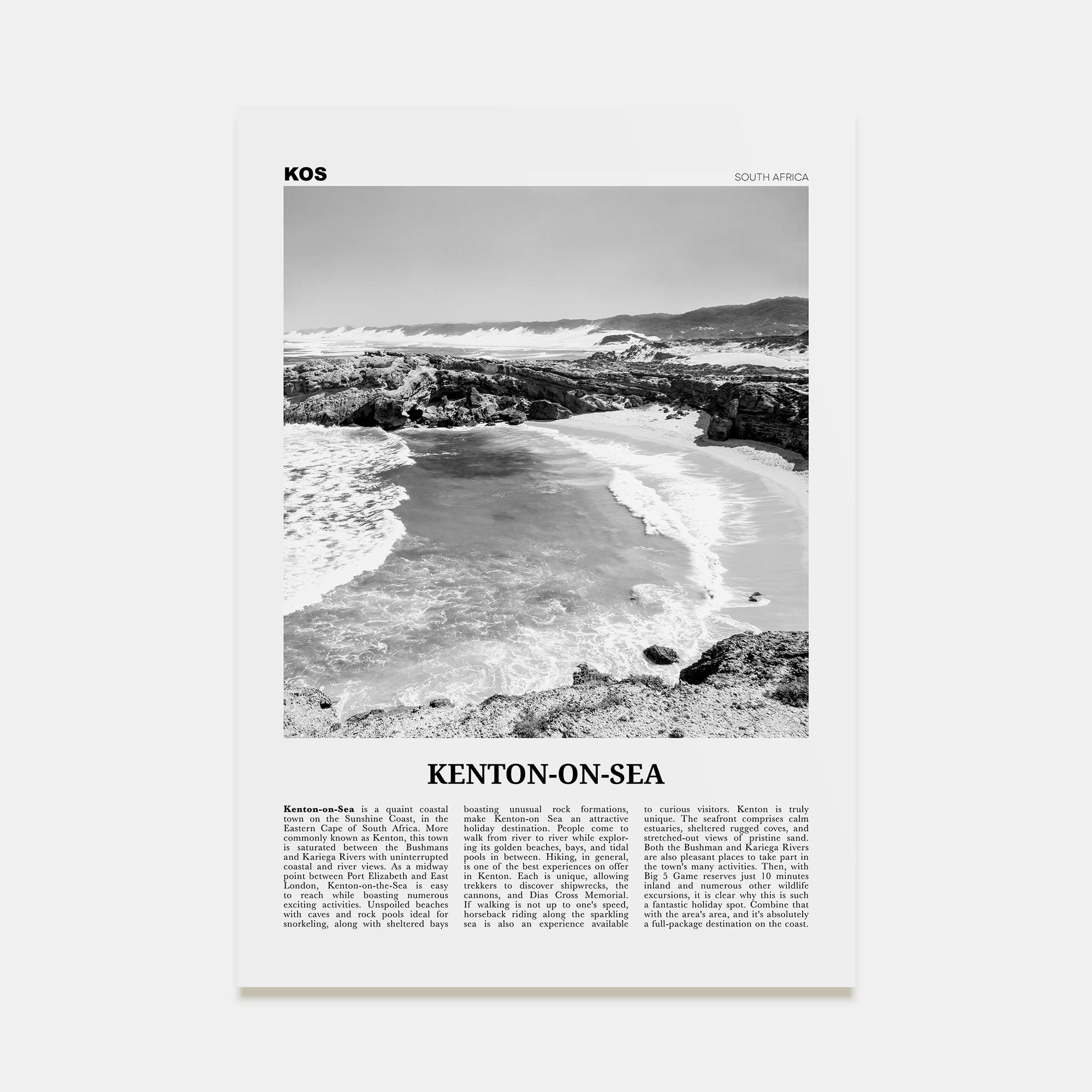 Kenton-on-Sea Travel B&W Poster