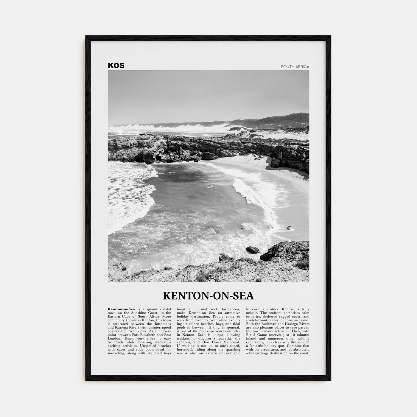 Kenton-on-Sea Travel B&W Poster