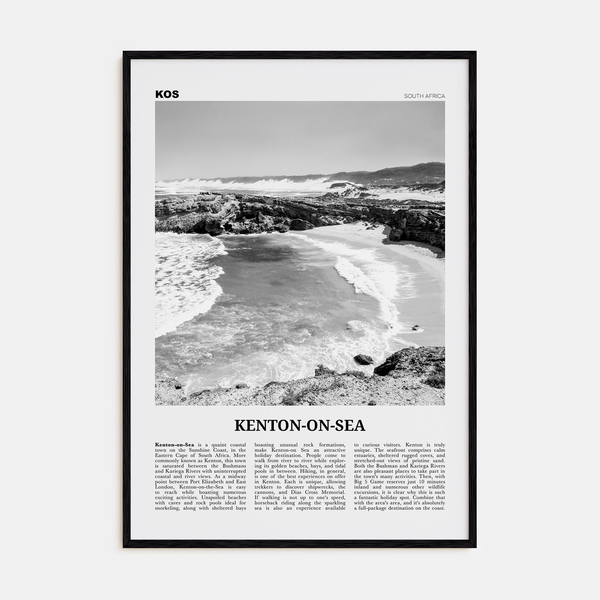 Kenton-on-Sea Travel B&W Poster
