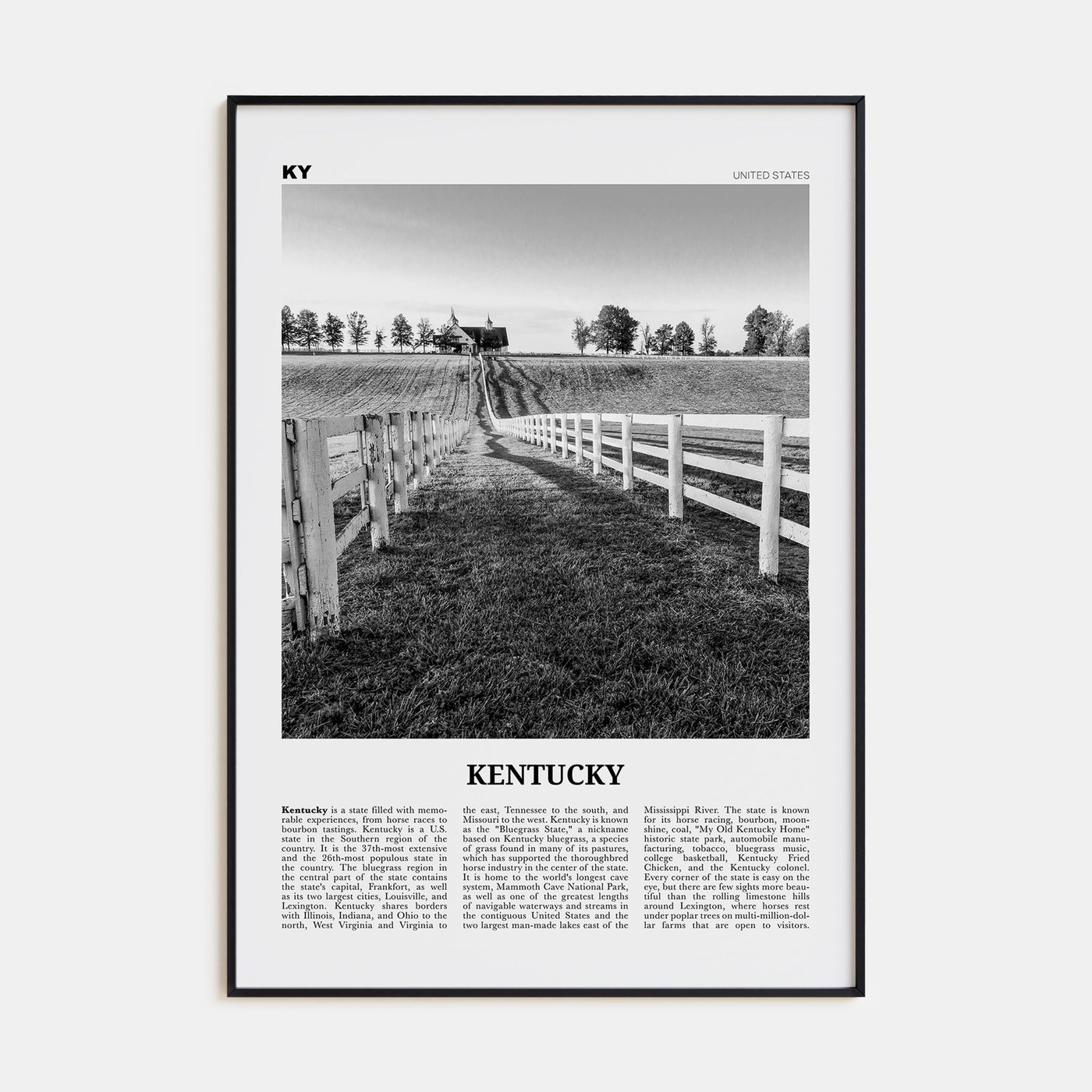Kentucky Travel B&W No 2 Poster