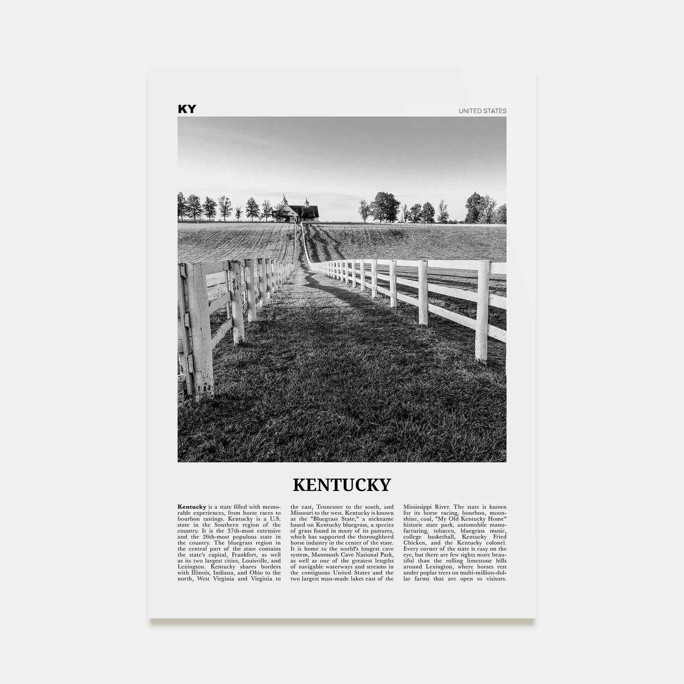 Kentucky Travel B&W No 2 Poster