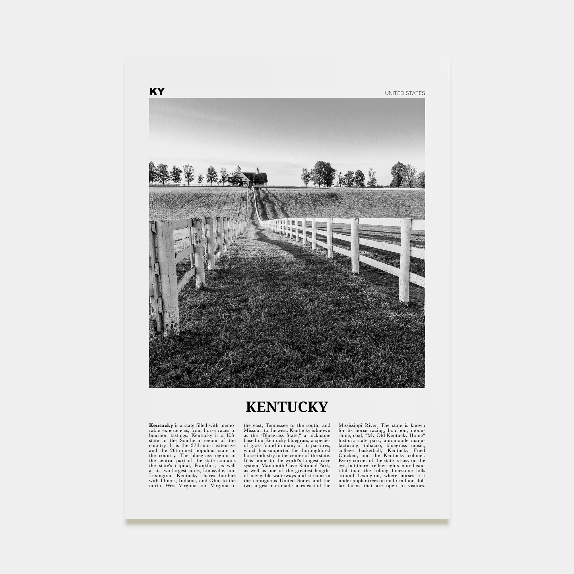 Kentucky Travel B&W No 2 Poster
