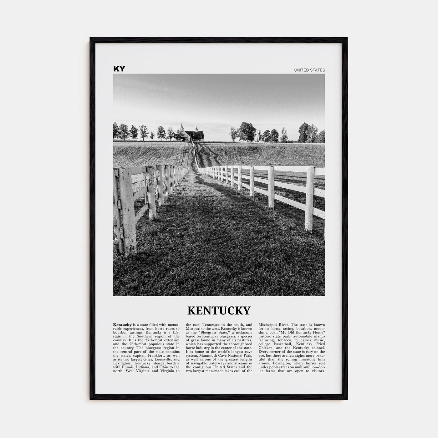 Kentucky Travel B&W No 2 Poster