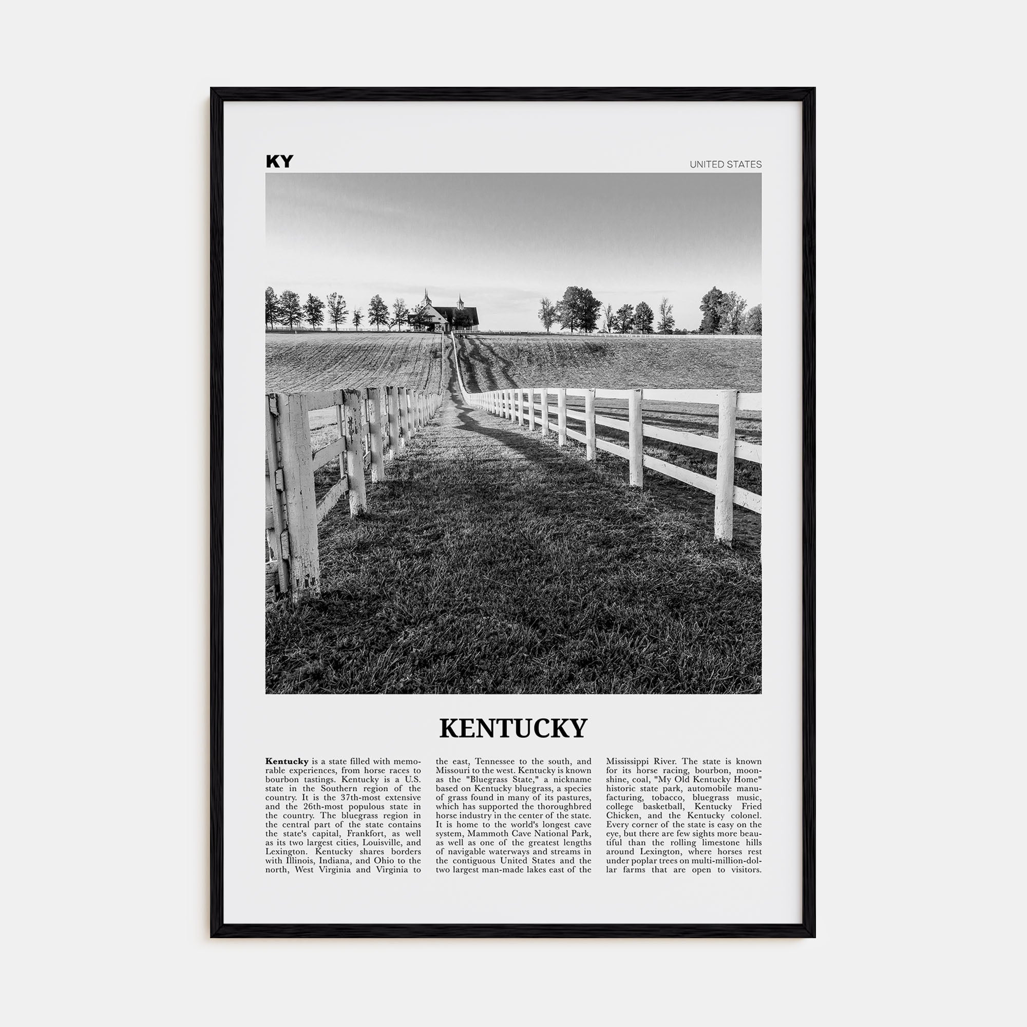 Kentucky Travel B&W No 2 Poster