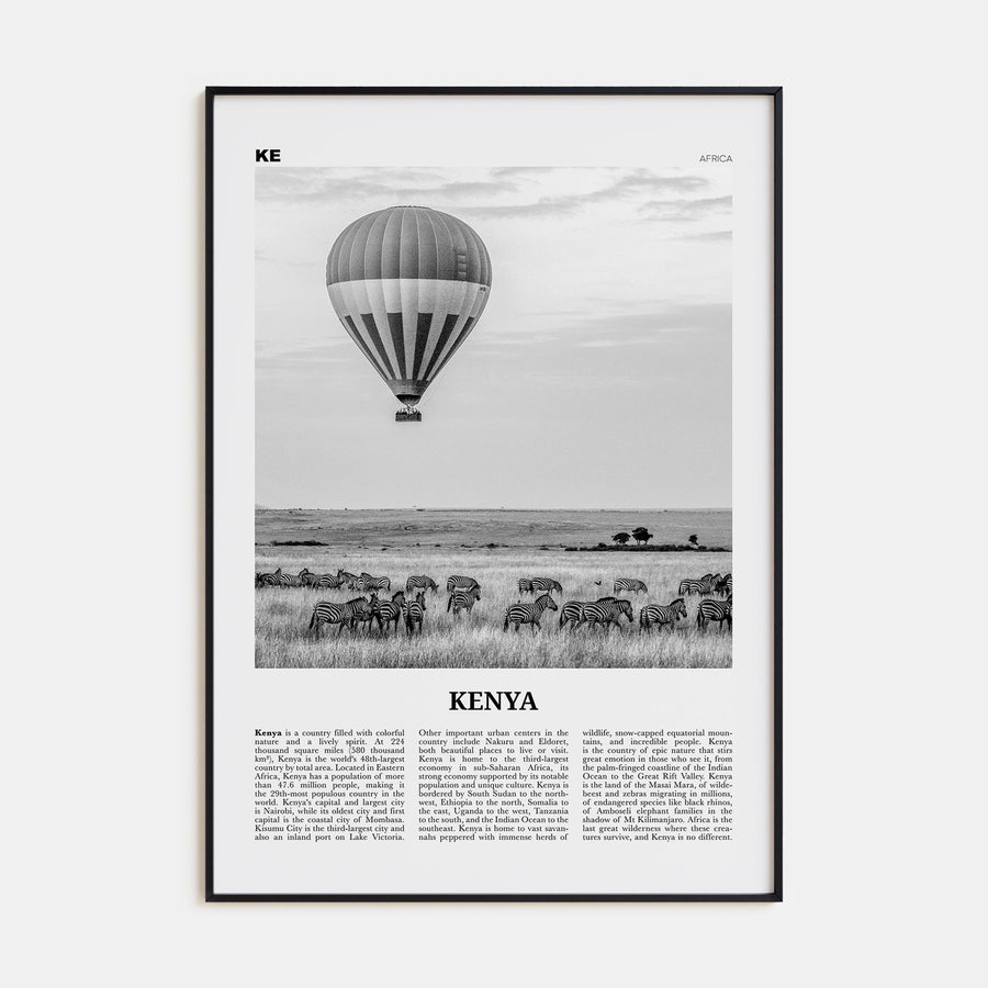 Kenya Travel B&W Poster