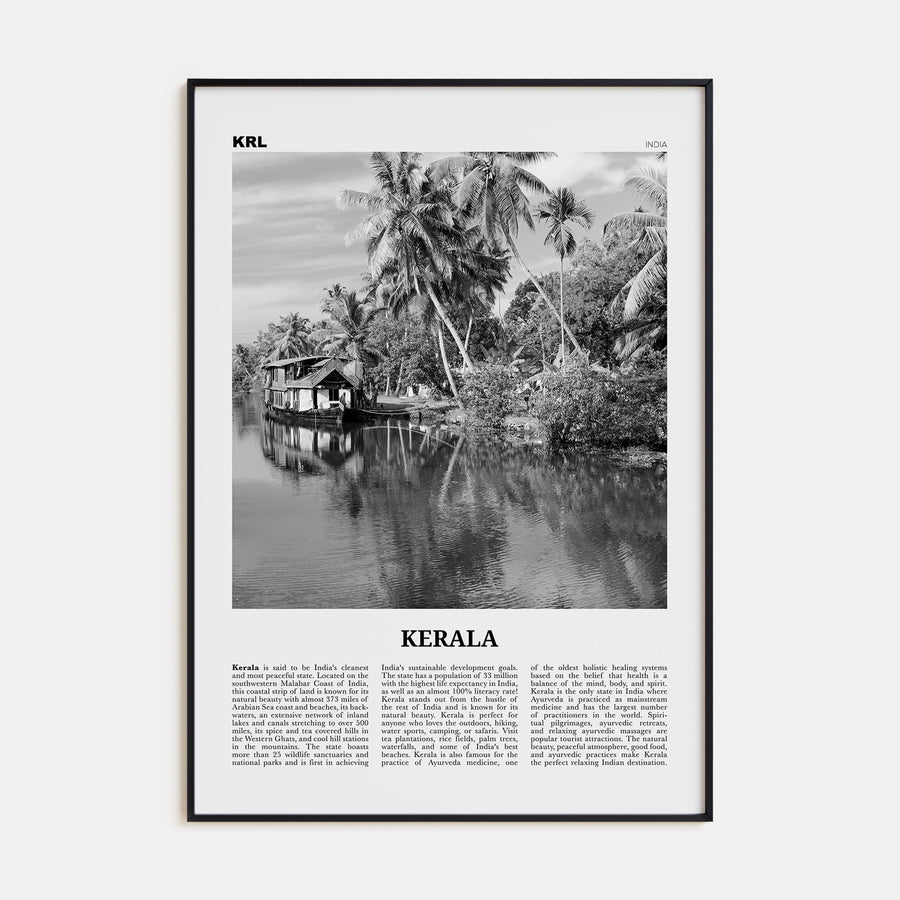 Kerala Travel B&W Poster