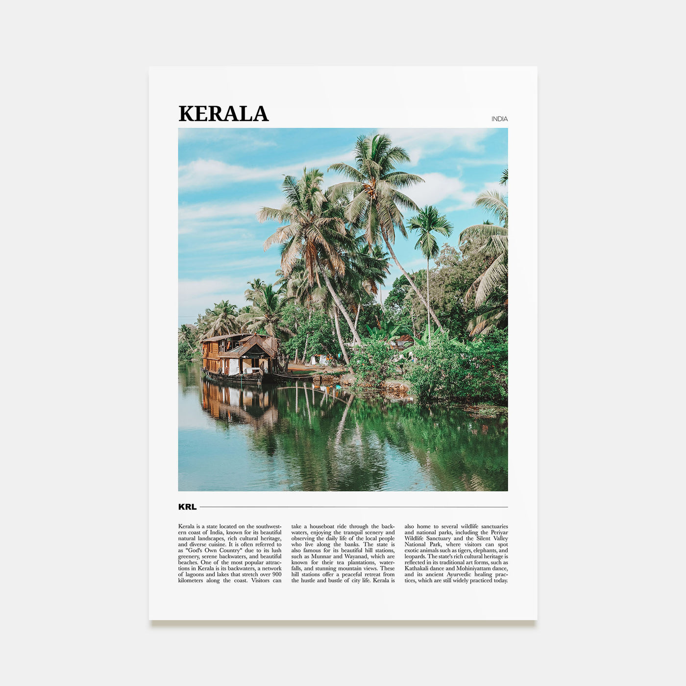 Kerala Travel Color Poster