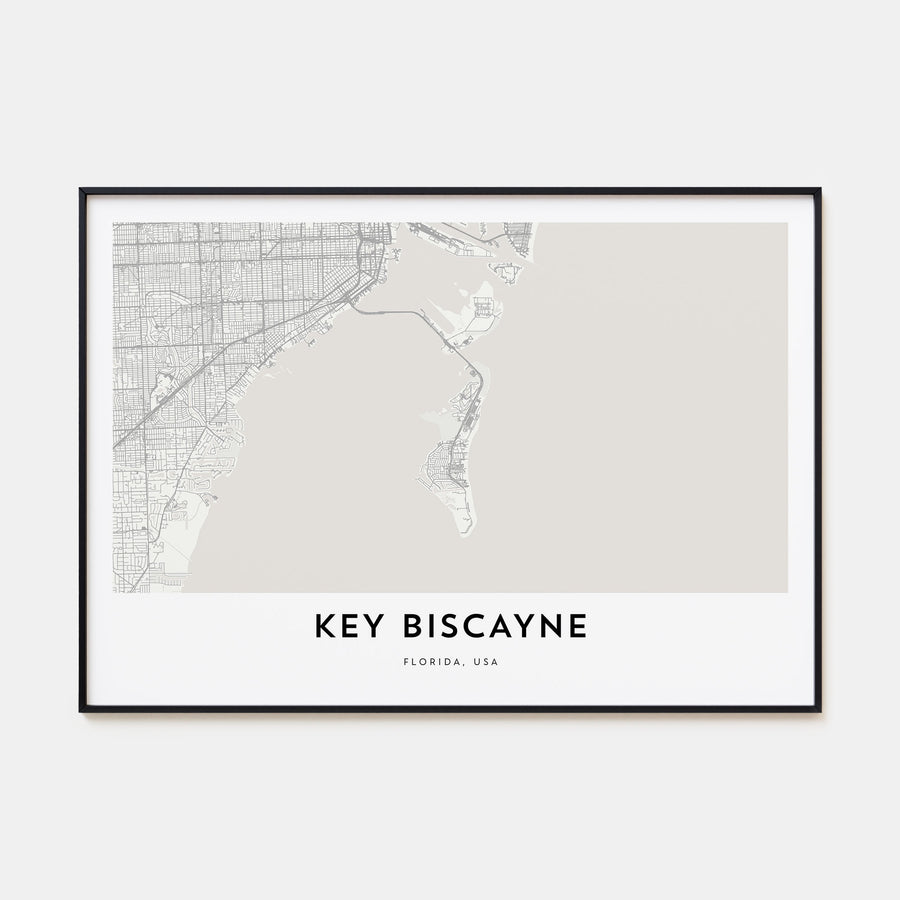 Key Biscayne Map Landscape Poster