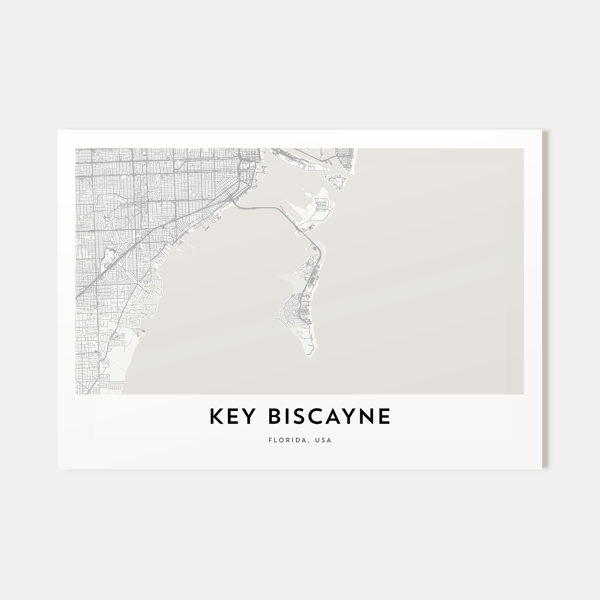 Key Biscayne Map Landscape Poster