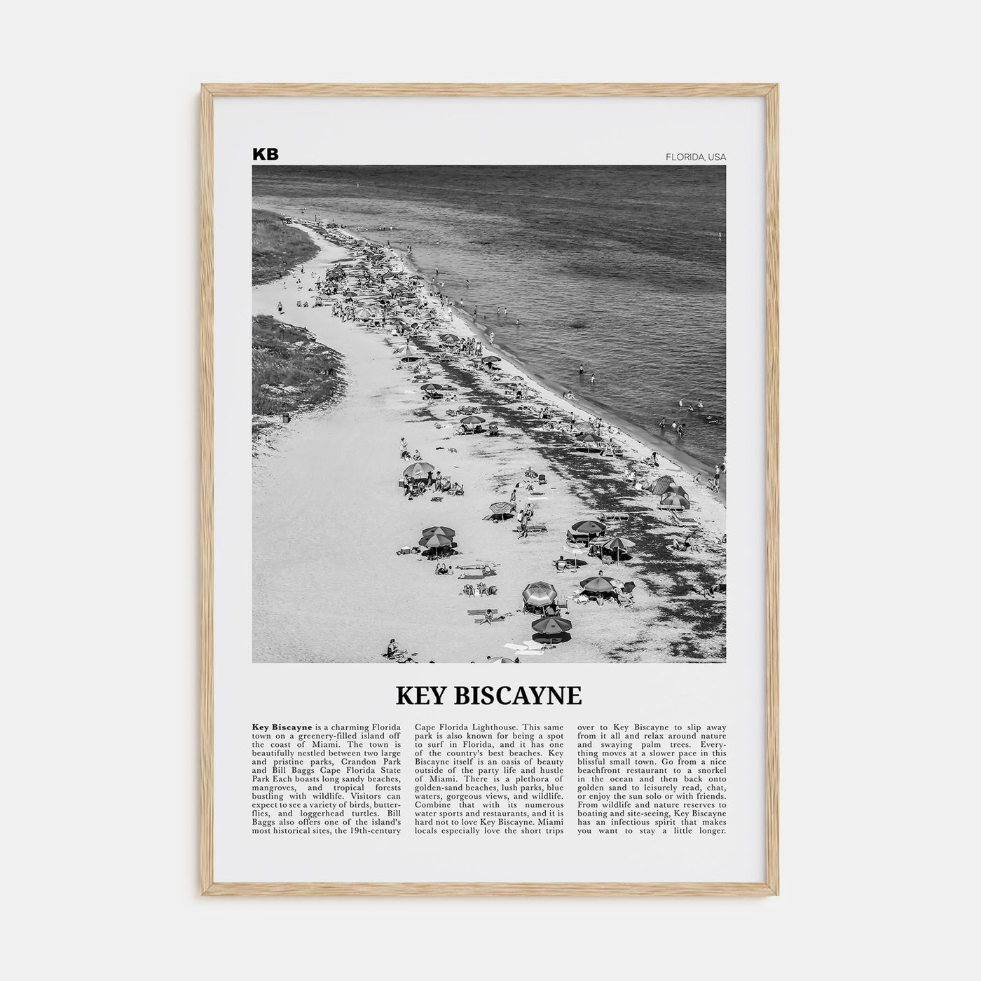 Key Biscayne Travel B&W Poster