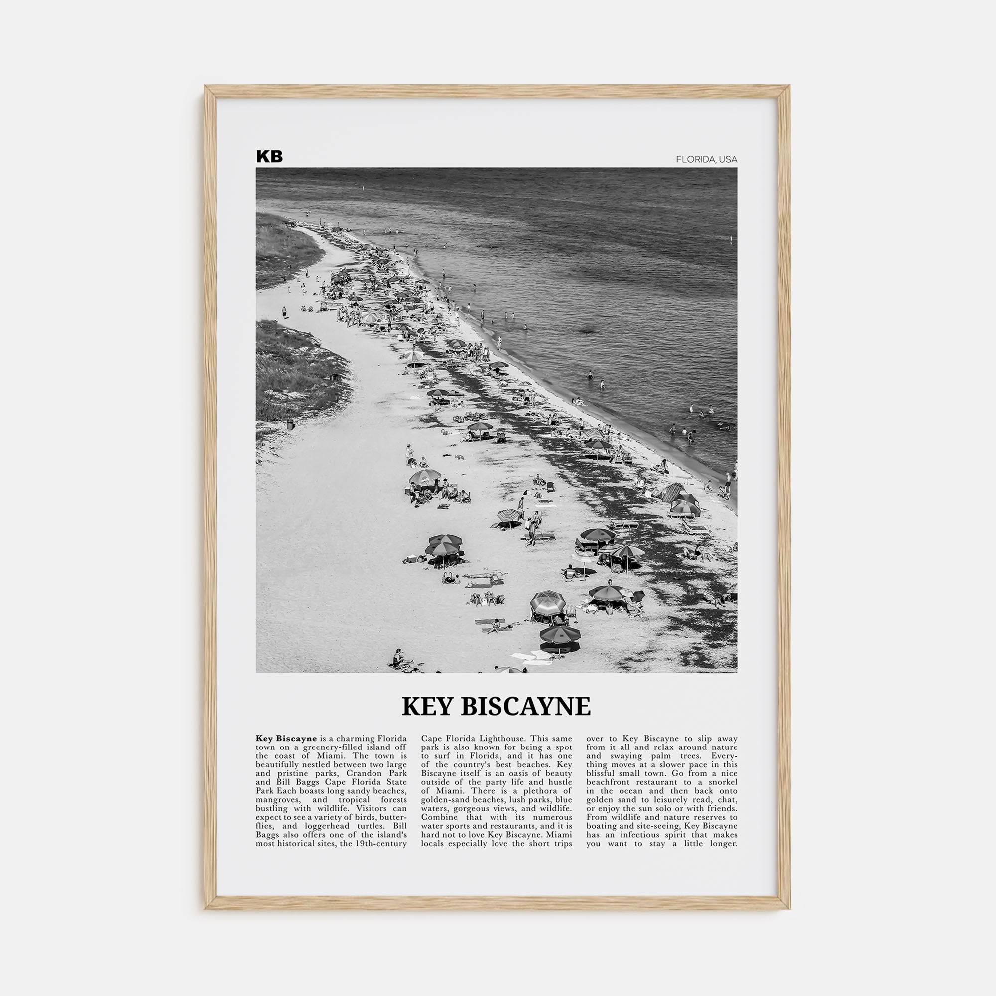 Key Biscayne Travel B&W Poster