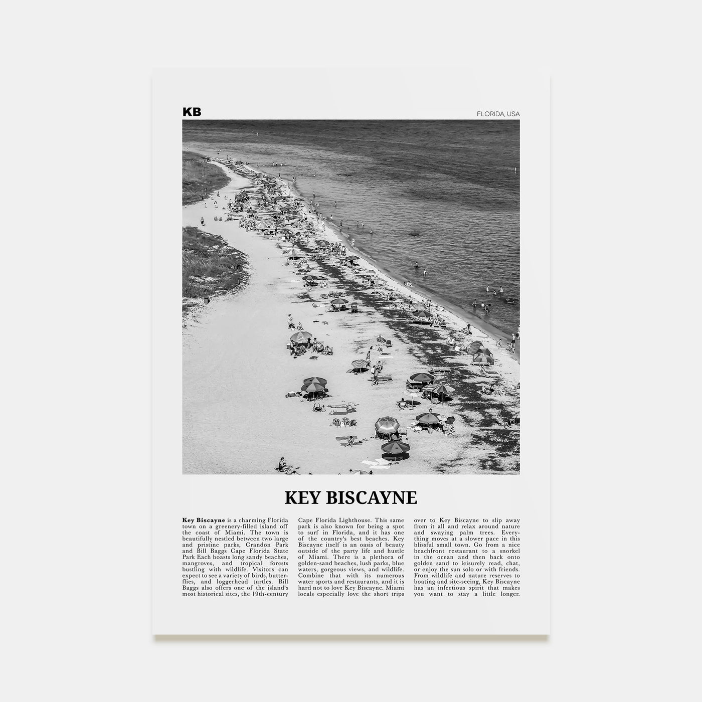 Key Biscayne Travel B&W Poster