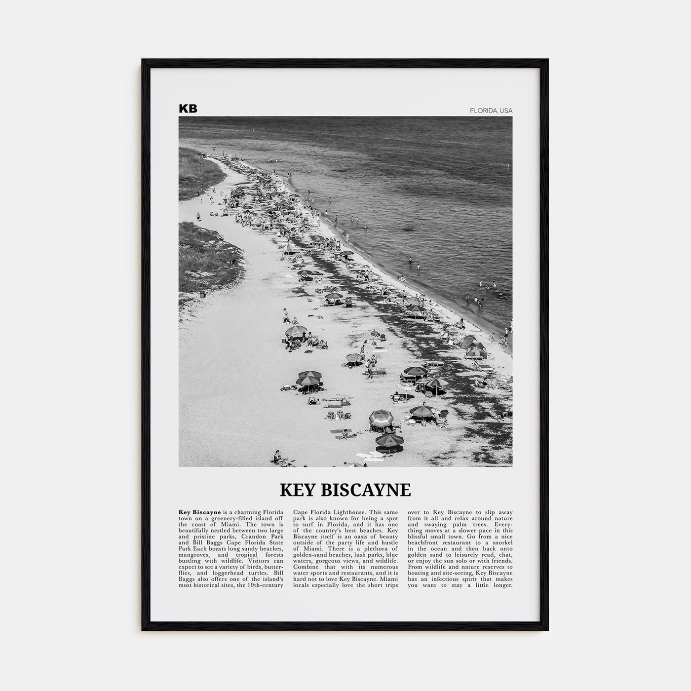 Key Biscayne Travel B&W Poster