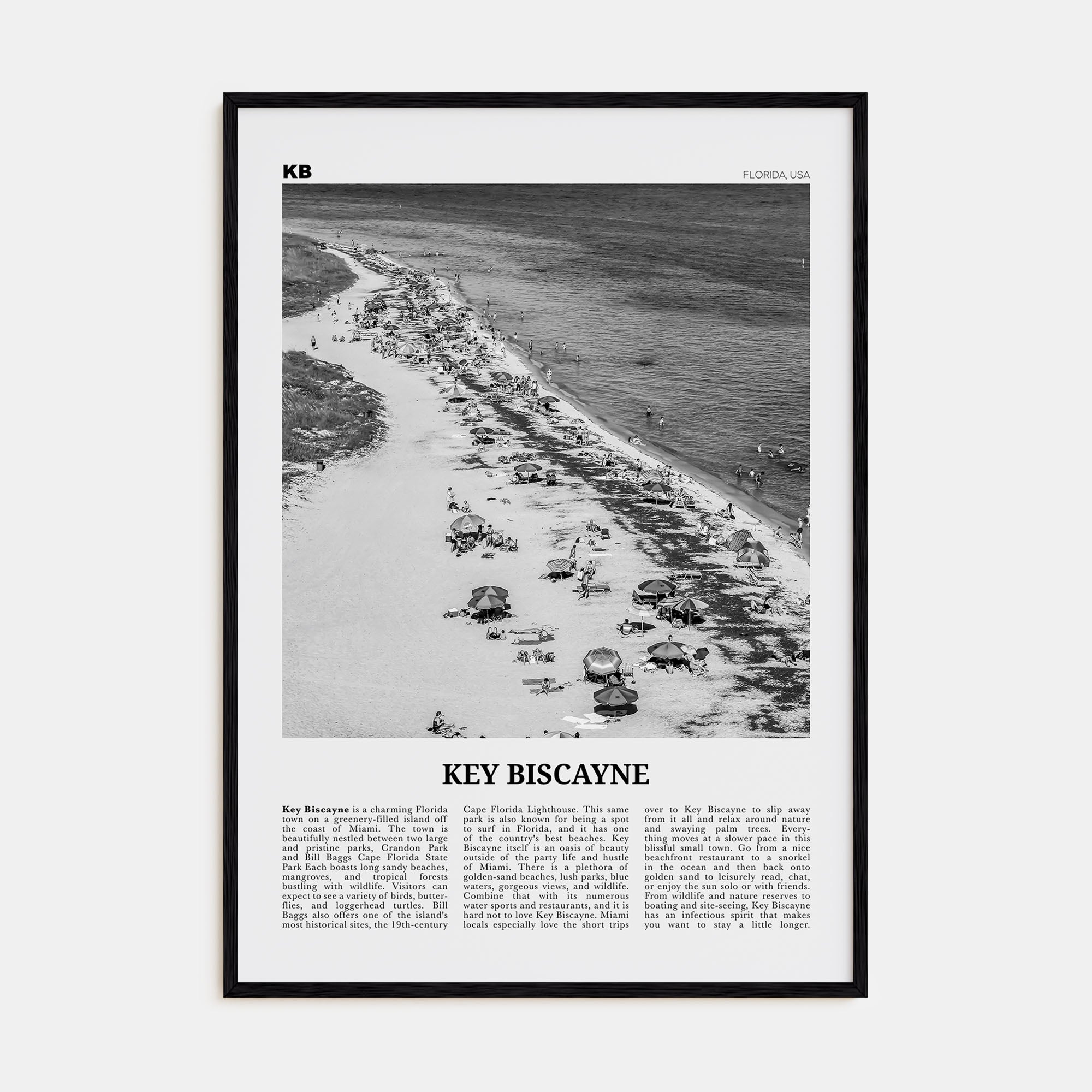 Key Biscayne Travel B&W Poster