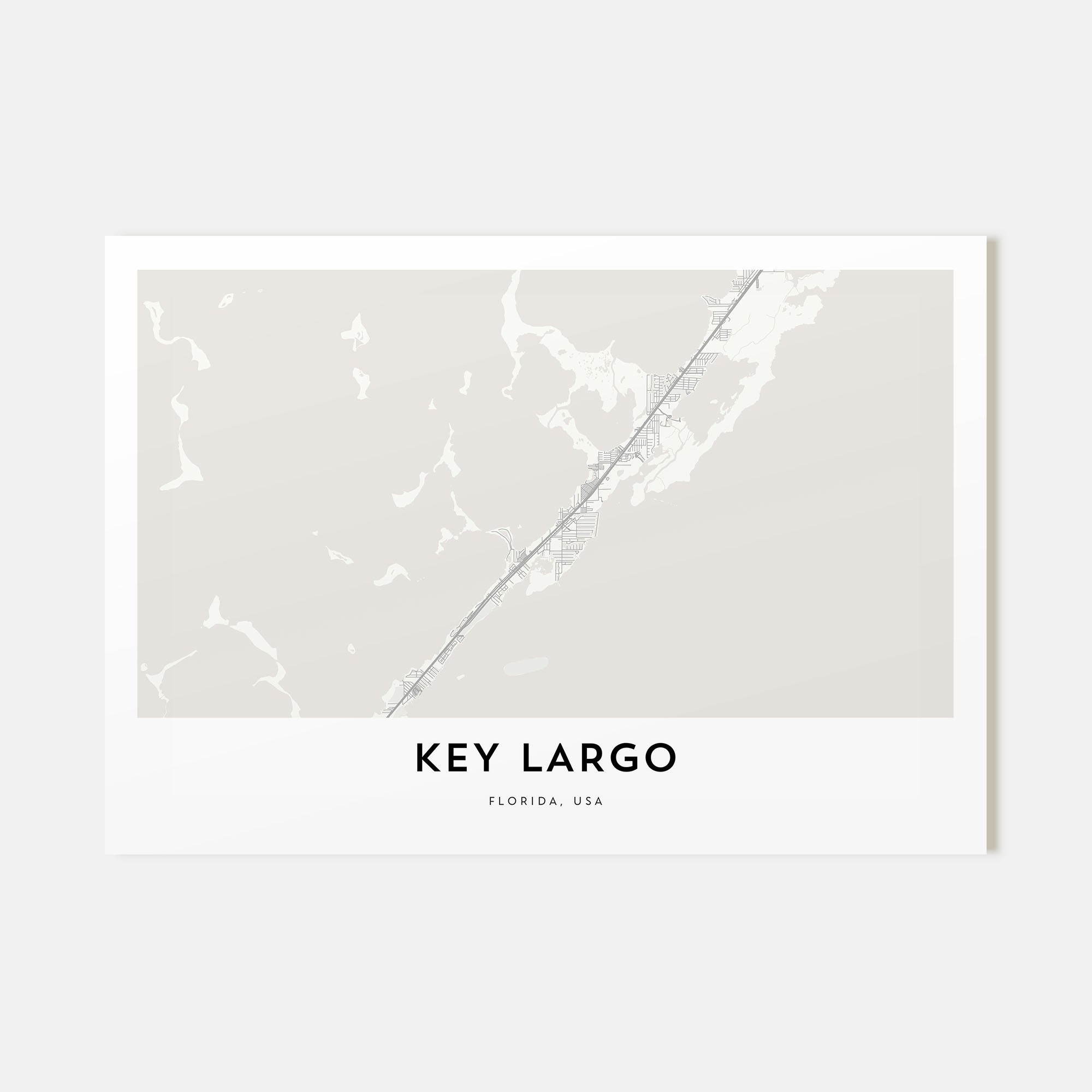Key Largo Map Landscape Poster