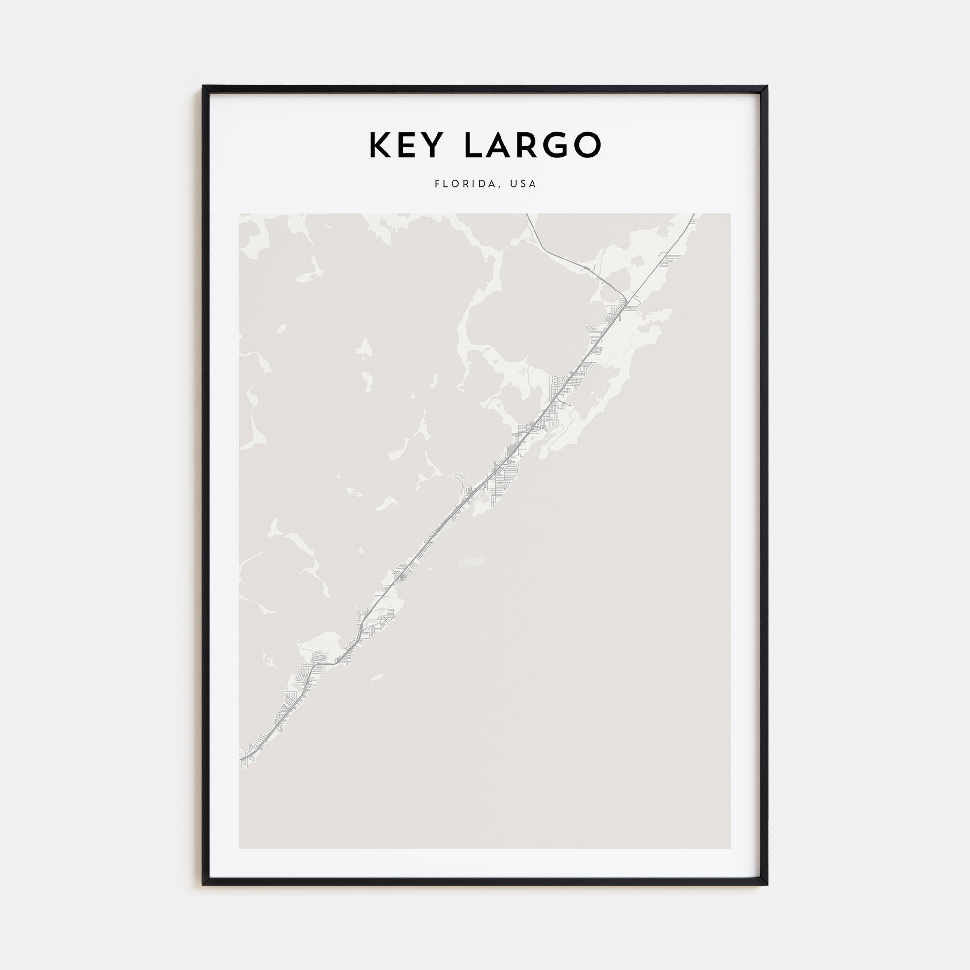 Key Largo Map Portrait Poster