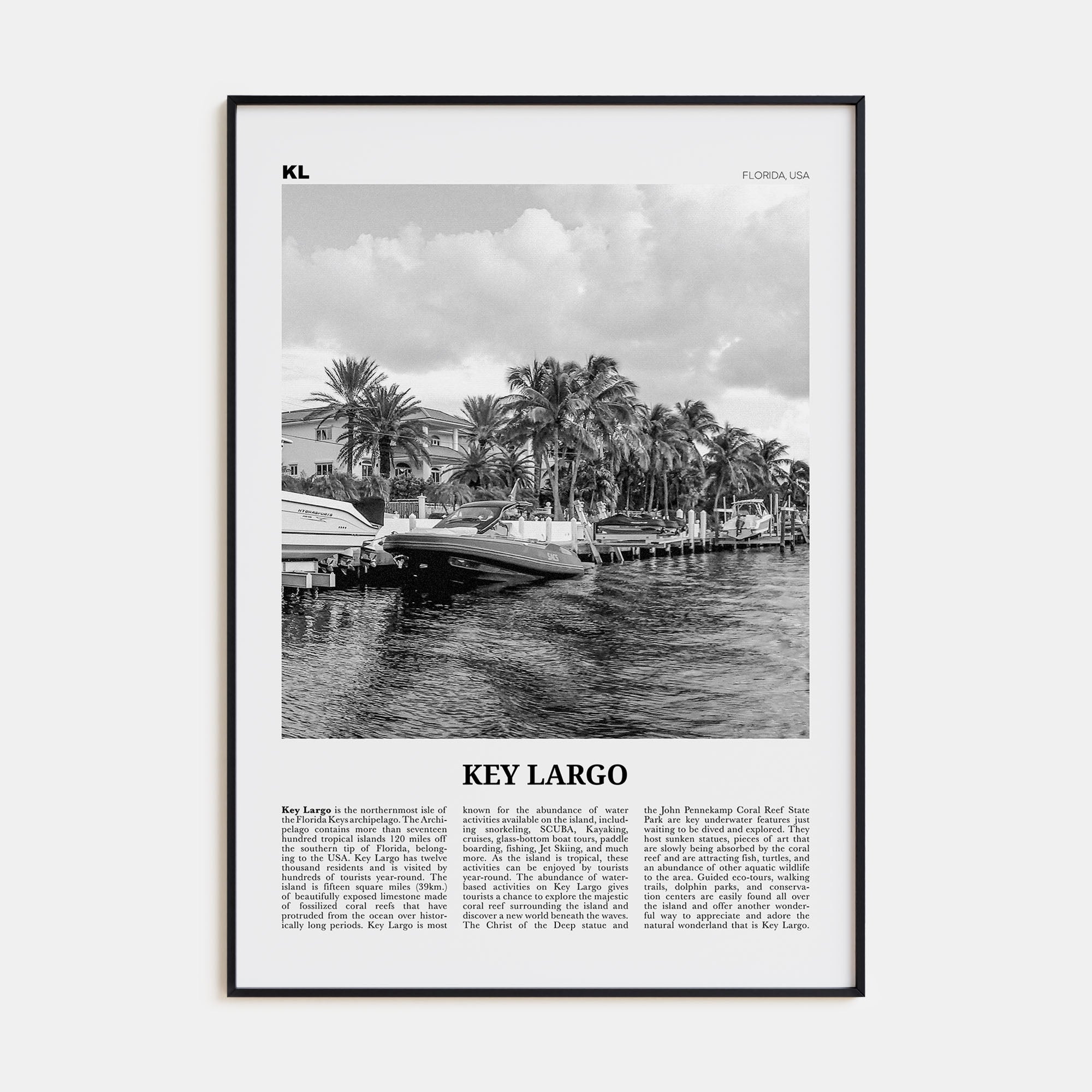 Key Largo Travel B&W Poster