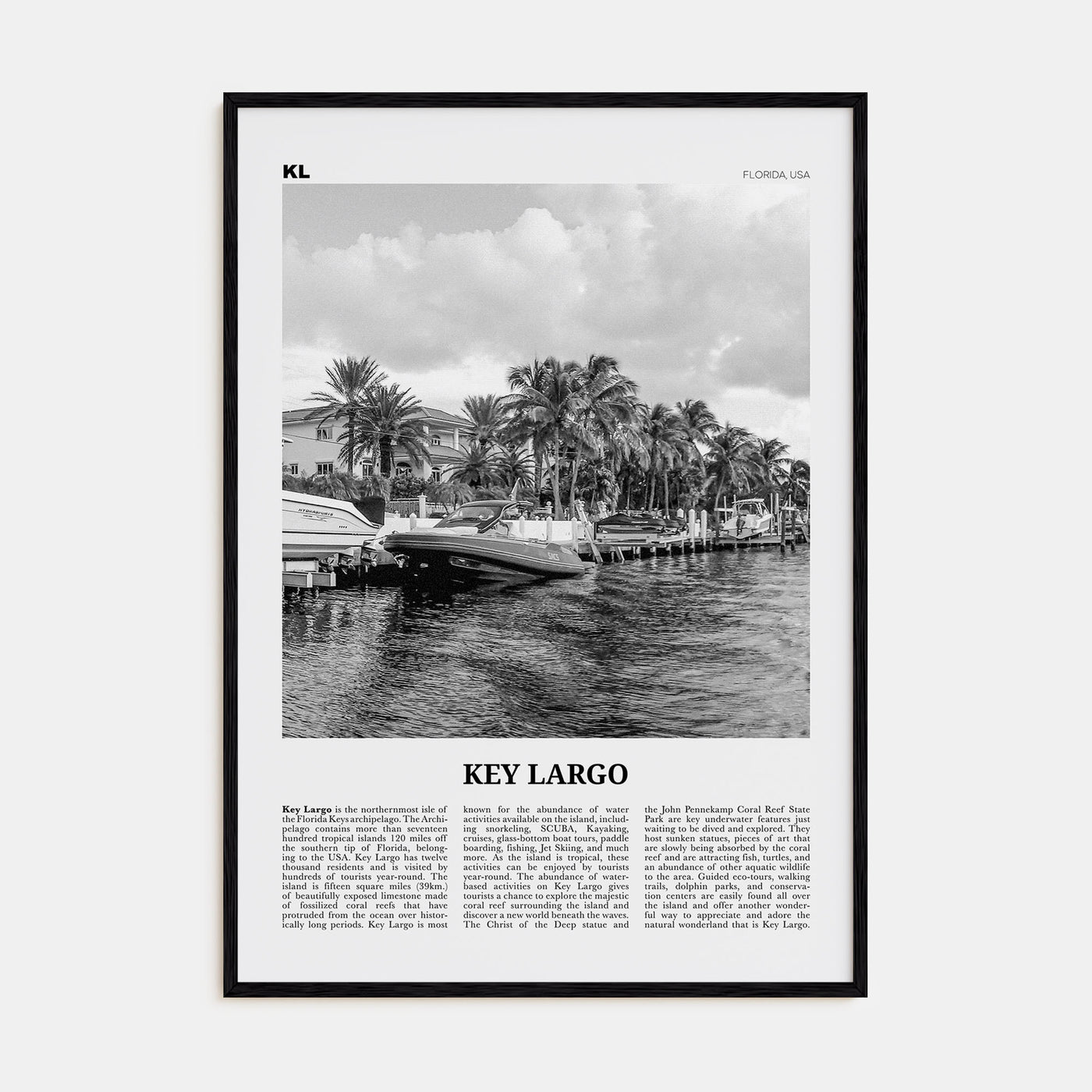 Key Largo Travel B&W Poster