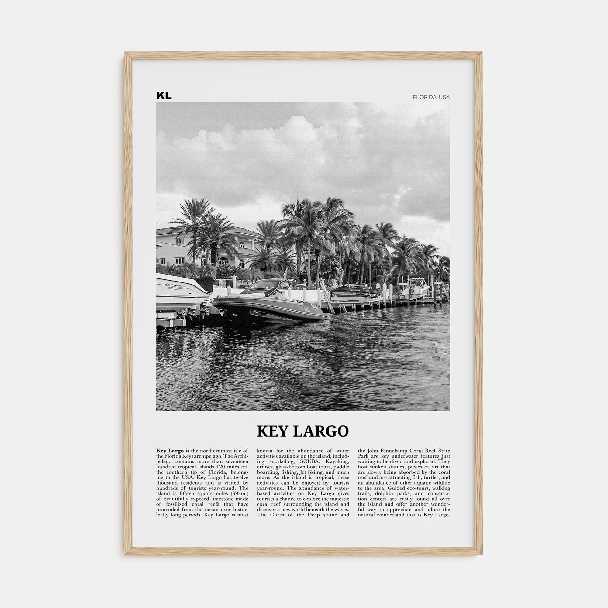 Key Largo Travel B&W Poster