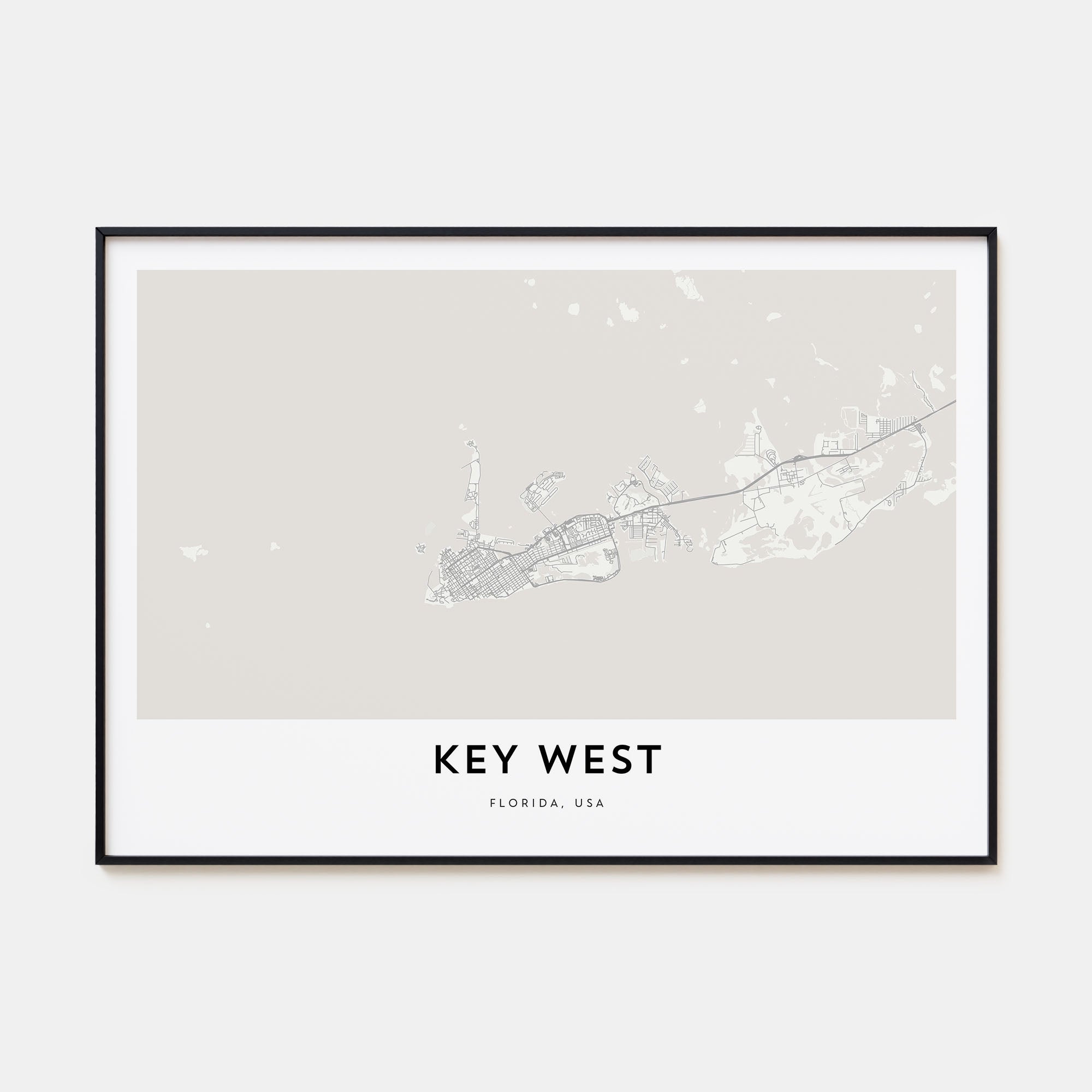 Key West Map Landscape Poster