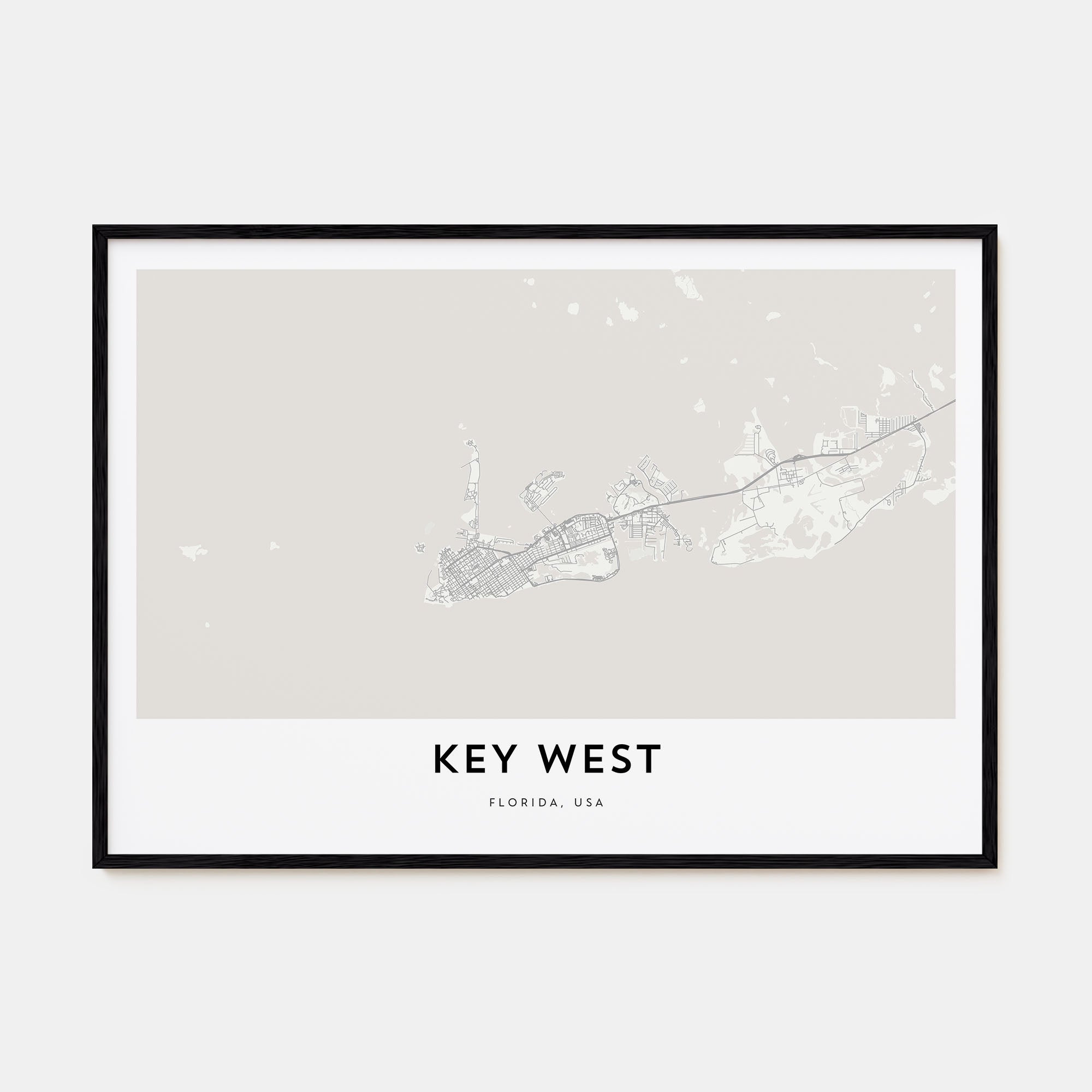 Key West Map Landscape Poster