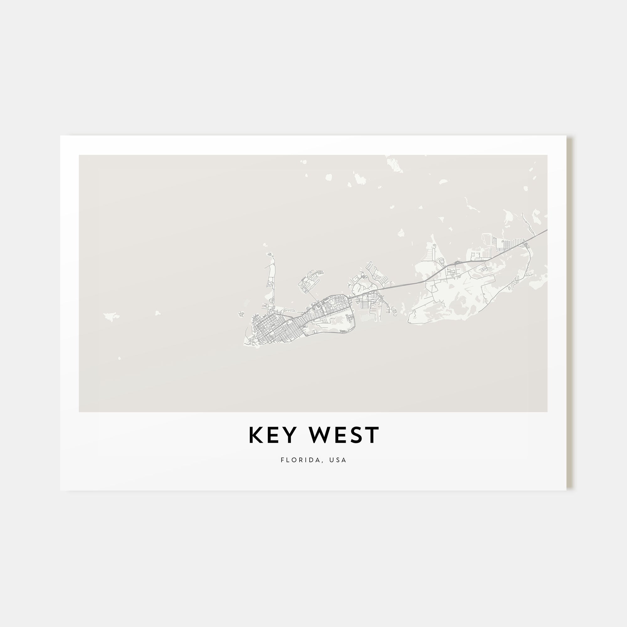 Key West Map Landscape Poster