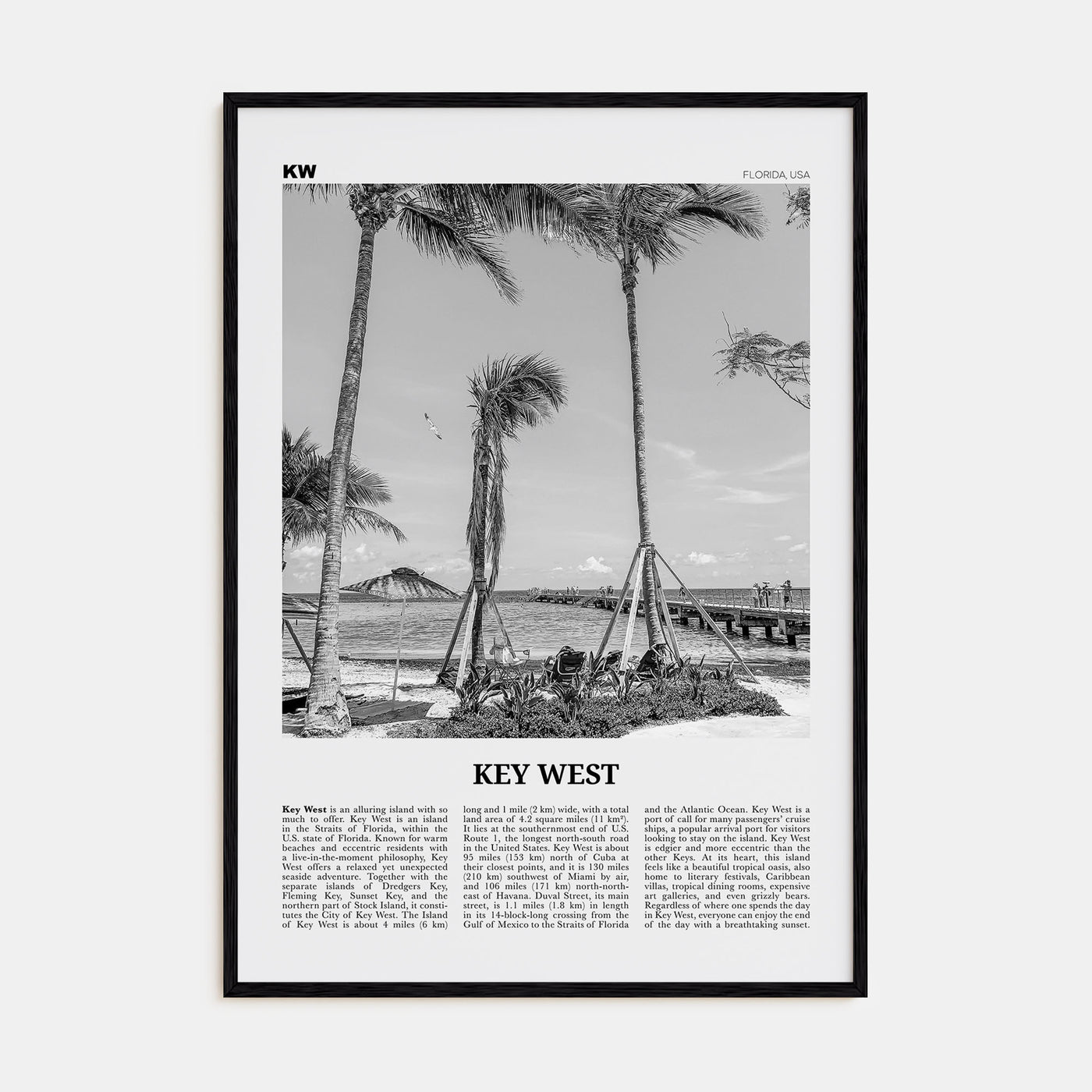 Key West Travel B&W No 1 Poster