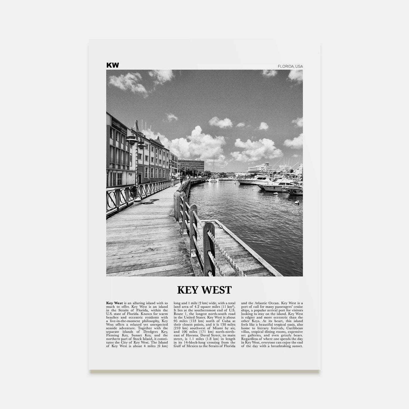 Key West Travel B&W No 2 Poster