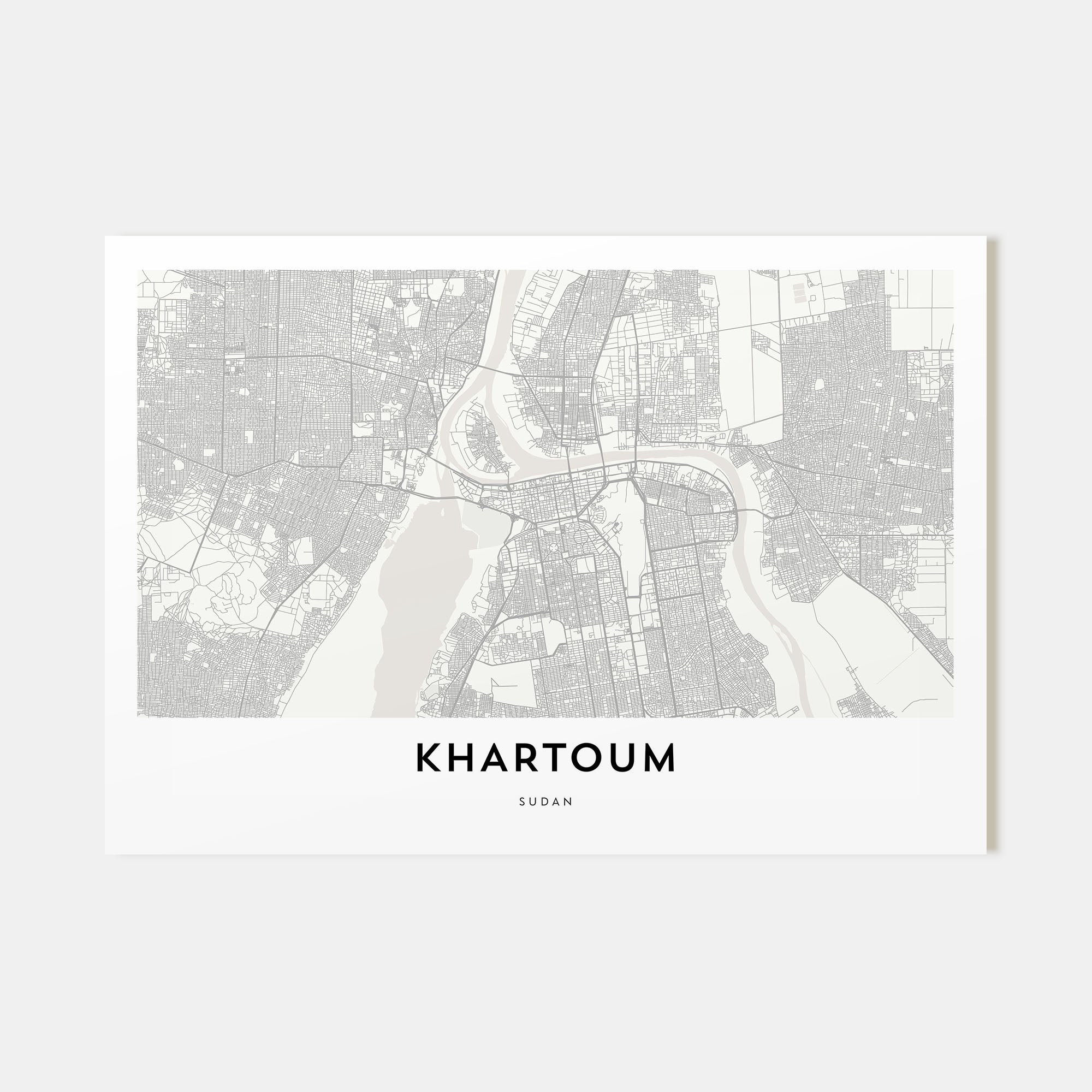 Khartoum Map Landscape Poster