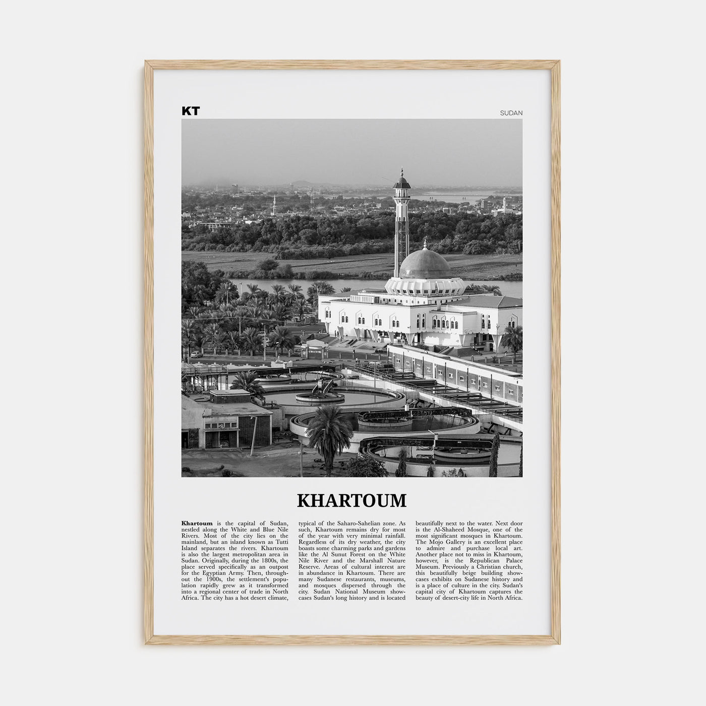 Khartoum Travel B&W Poster
