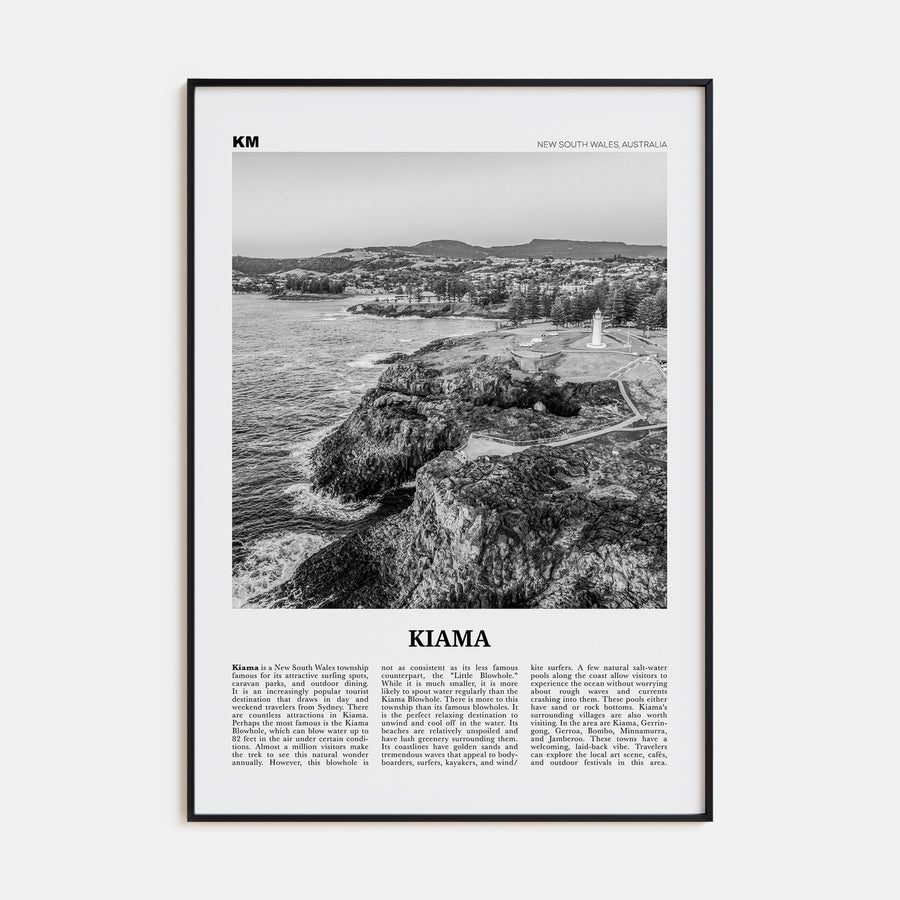 Kiama Travel B&W Poster
