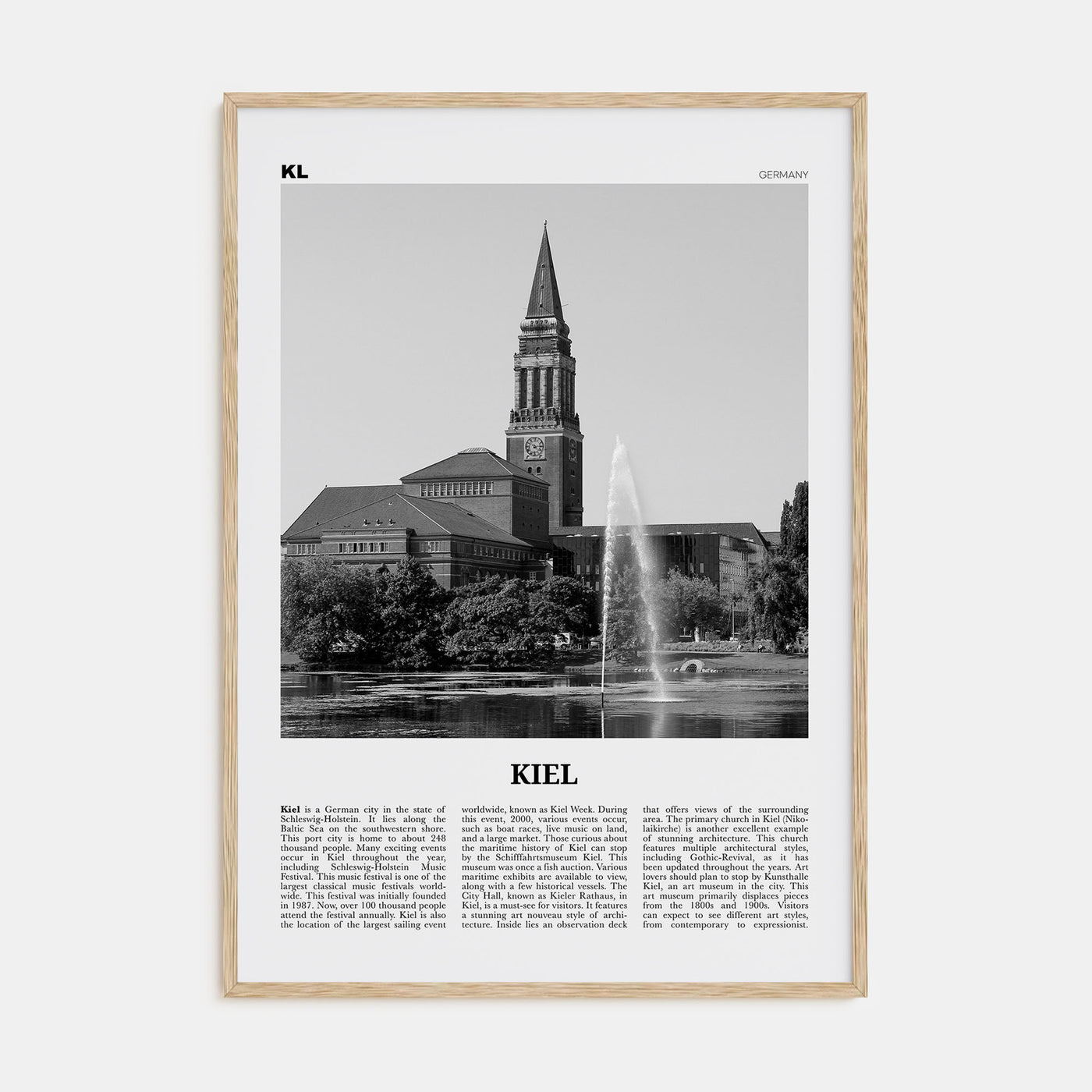 Kiel Travel B&W Poster